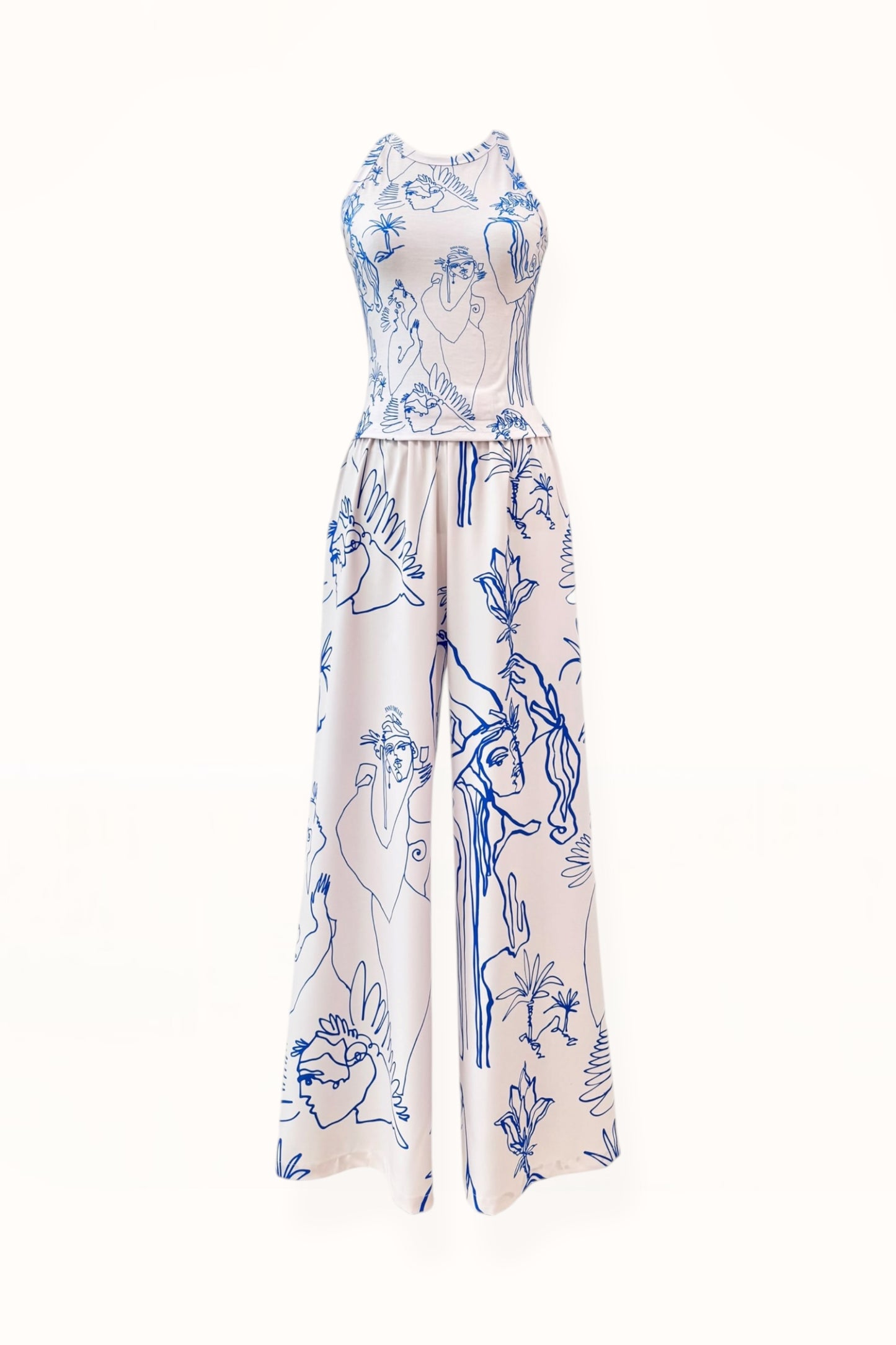 JERSEY TANK TOP - “ARCADIA PRINT” | BLUE & OFF WHITE