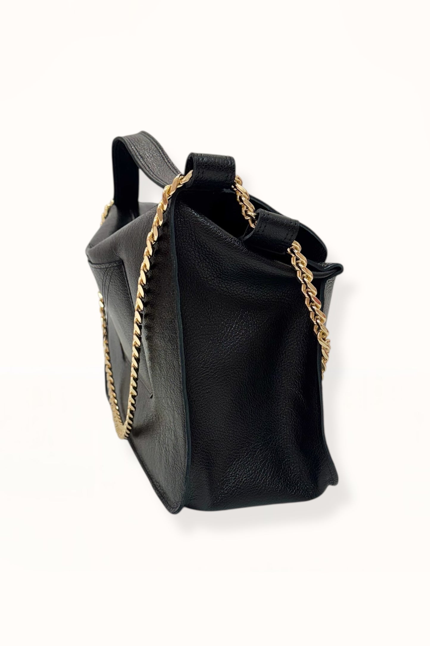 MARINA BAG - BLACK SHINY GRAINED LEATHER