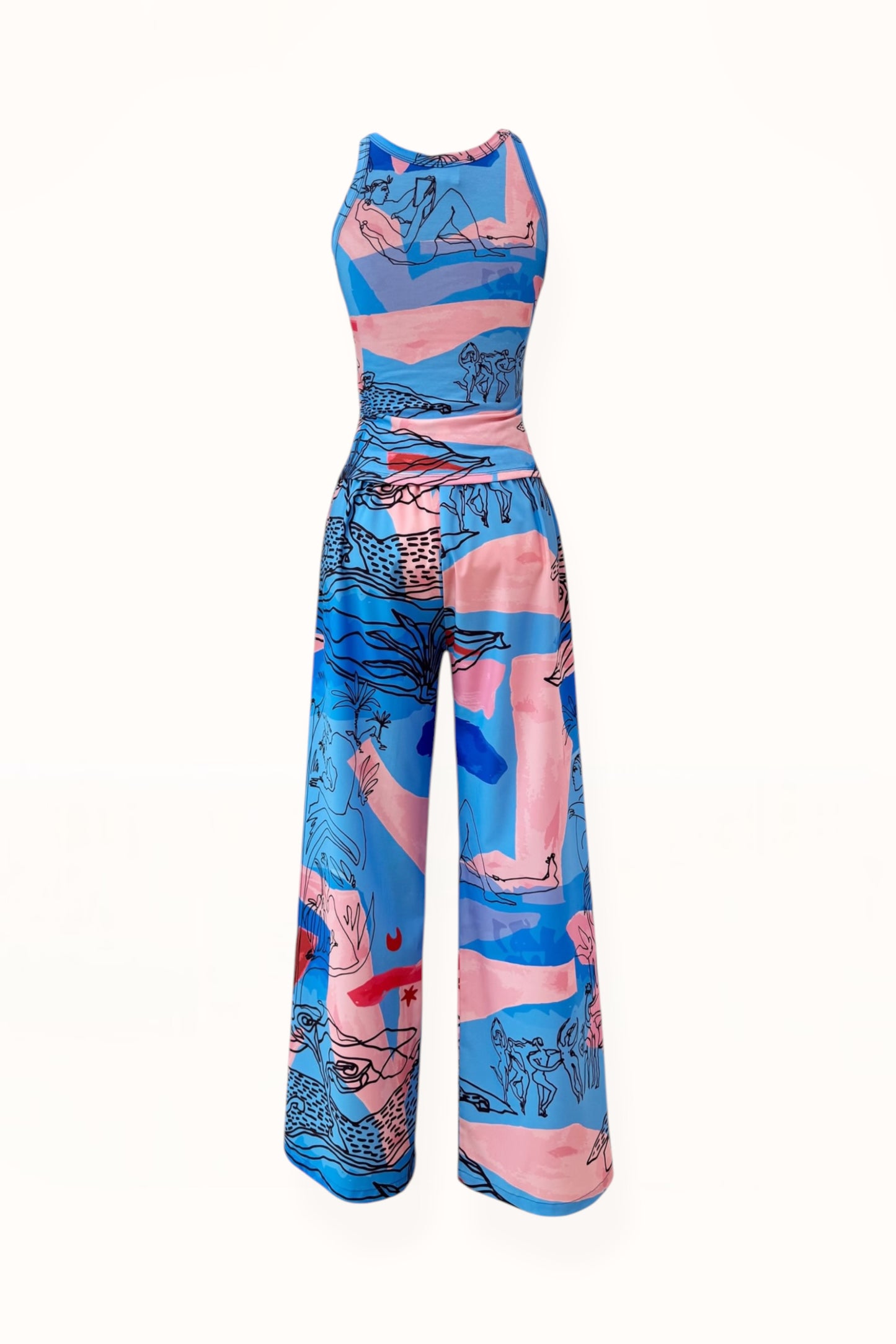 JERSEY TANK TOP - "EDEN PRINT" | BLUE & PINK