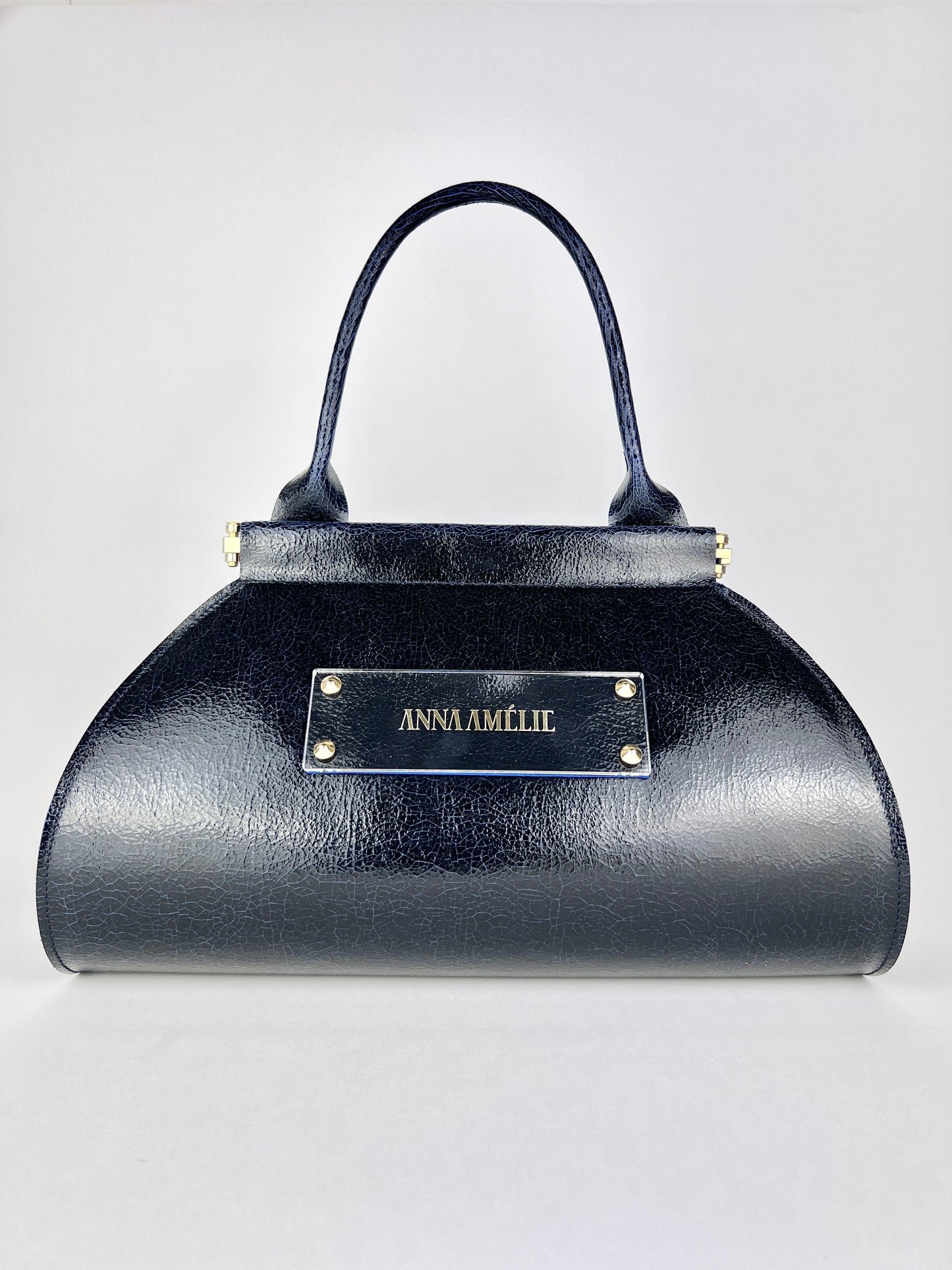 ANA “S” BAG | BLACK & BLUE CRACKED LEATHER