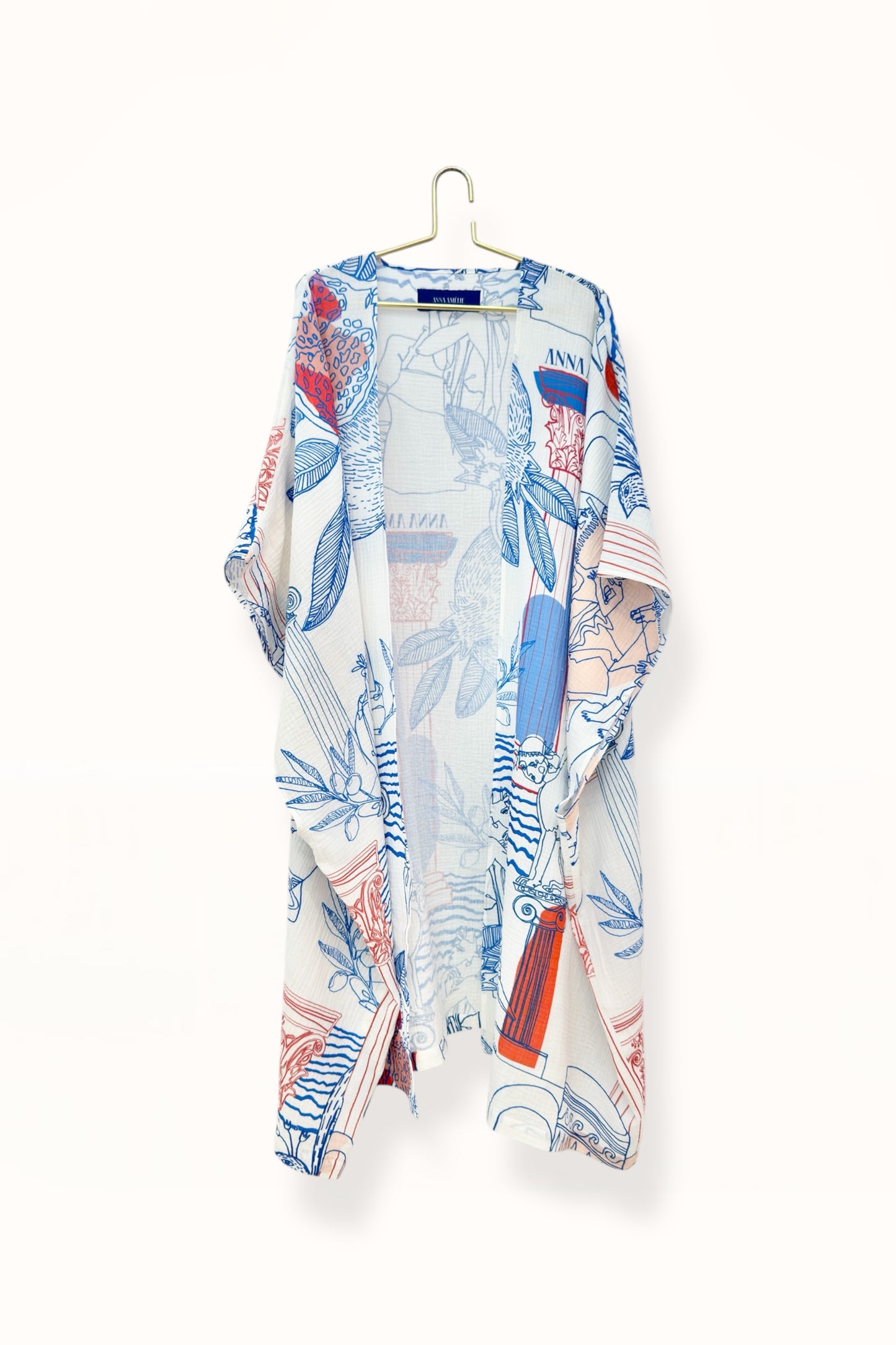 THIRA GAUZE CAFTAN - “BEST OF GREECE” PRINT | MULTICOLOR