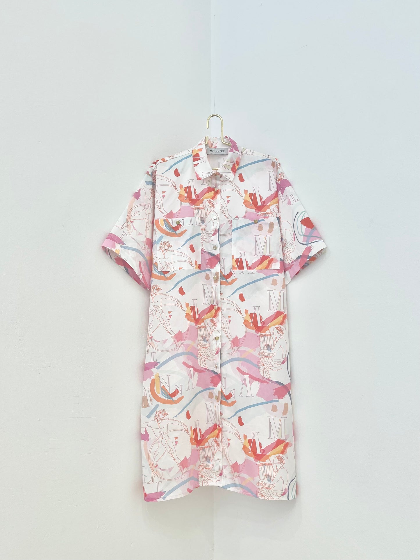 PETINAROS SHIRT DRESS - EROTAS BRUSHSTROKE PRINT