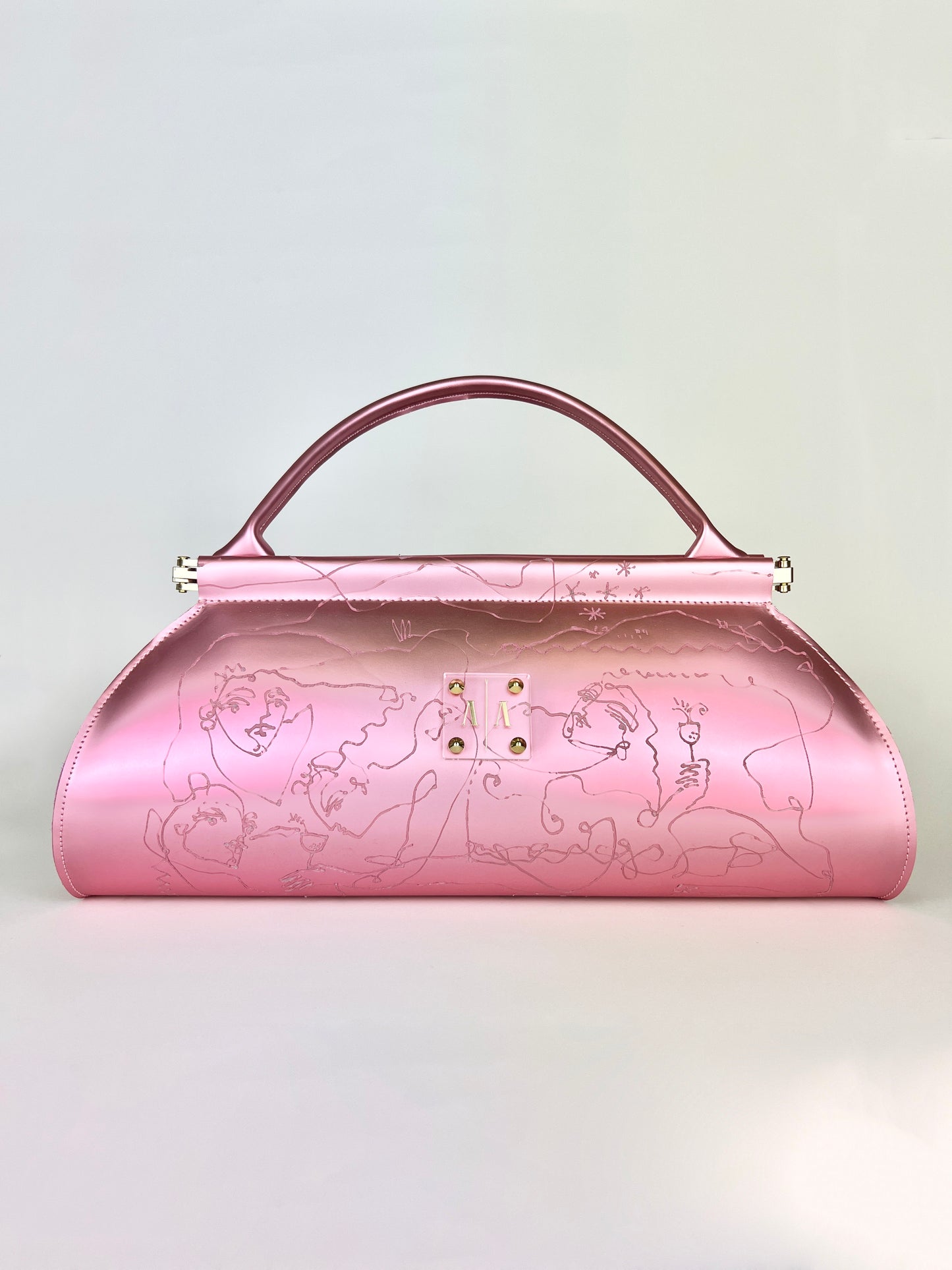 ANA BAG | PINK METALLIC MATTE LEATHER - WITH UNIQUE DRAWING