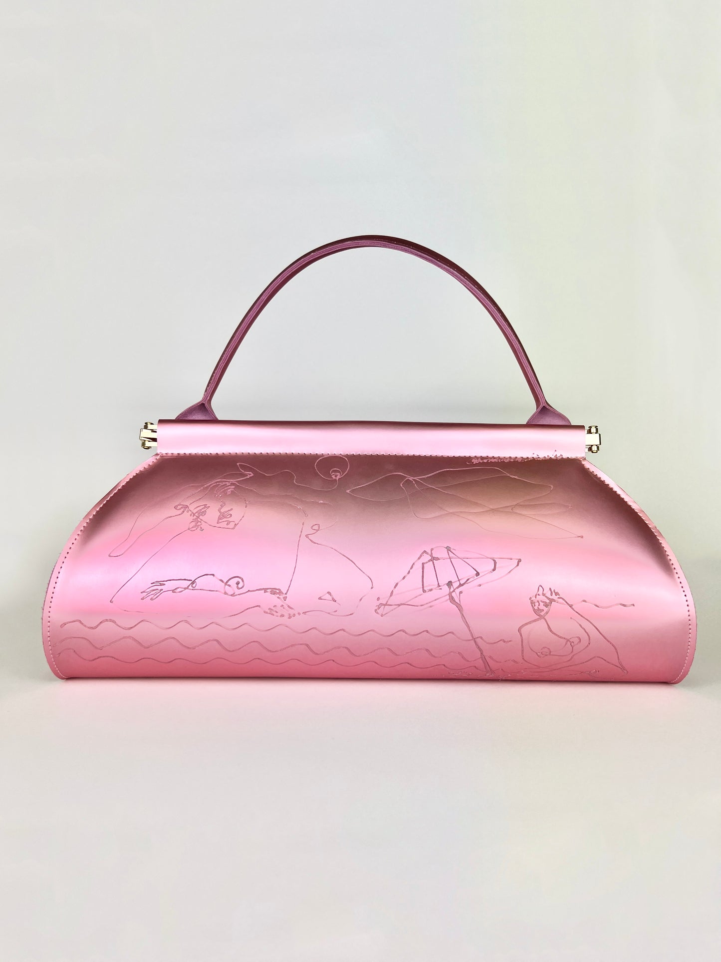 ANA BAG | PINK METALLIC MATTE LEATHER - WITH UNIQUE DRAWING