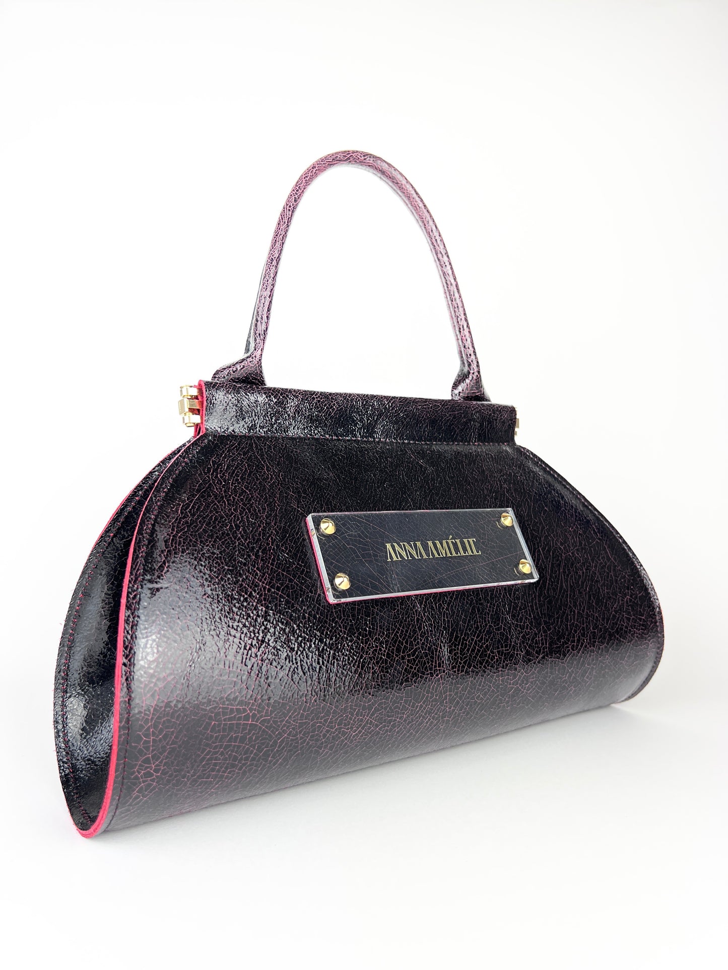 ANA “S” BAG | BLACK & RED CRACKED LEATHER