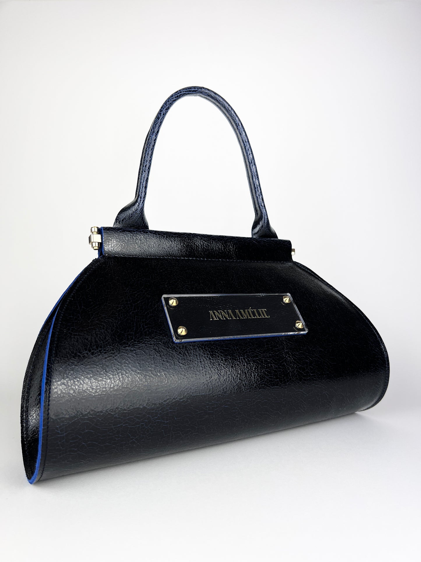 ANA “S” BAG | BLACK & BLUE CRACKED LEATHER