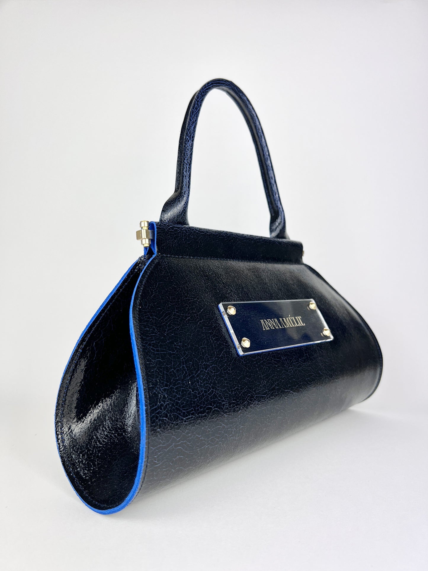 ANA “S” BAG | BLACK & BLUE CRACKED LEATHER