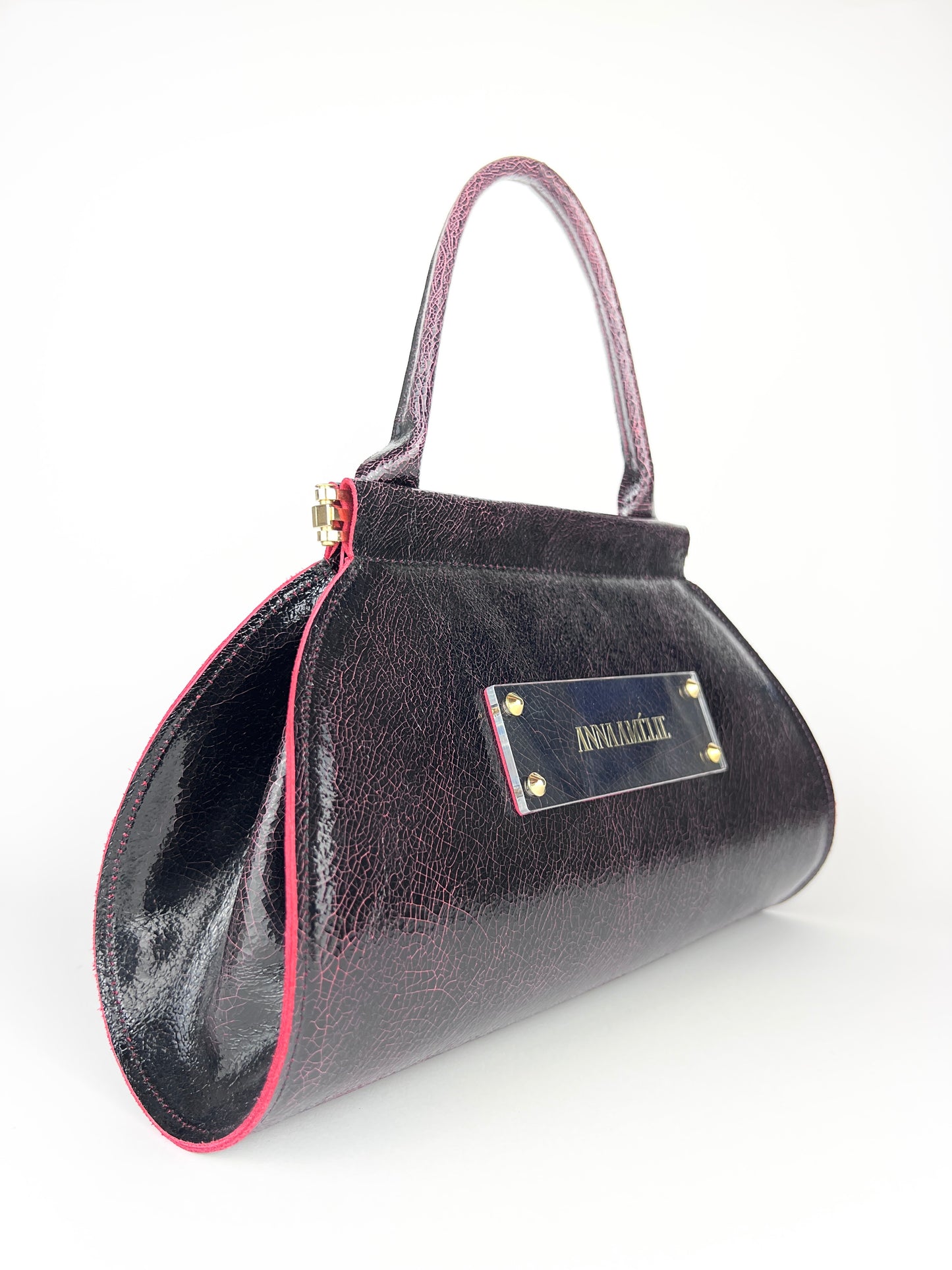 ANA “S” BAG | BLACK & RED CRACKED LEATHER