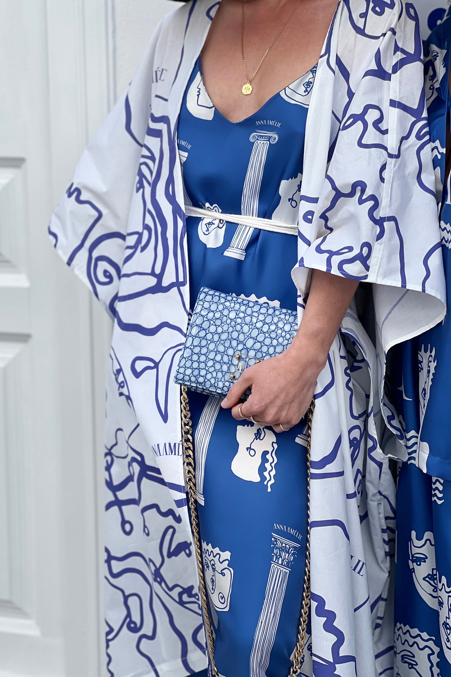 Special Pre-Order | CAFTAN - LINES PRINT | BLUE & WHITE