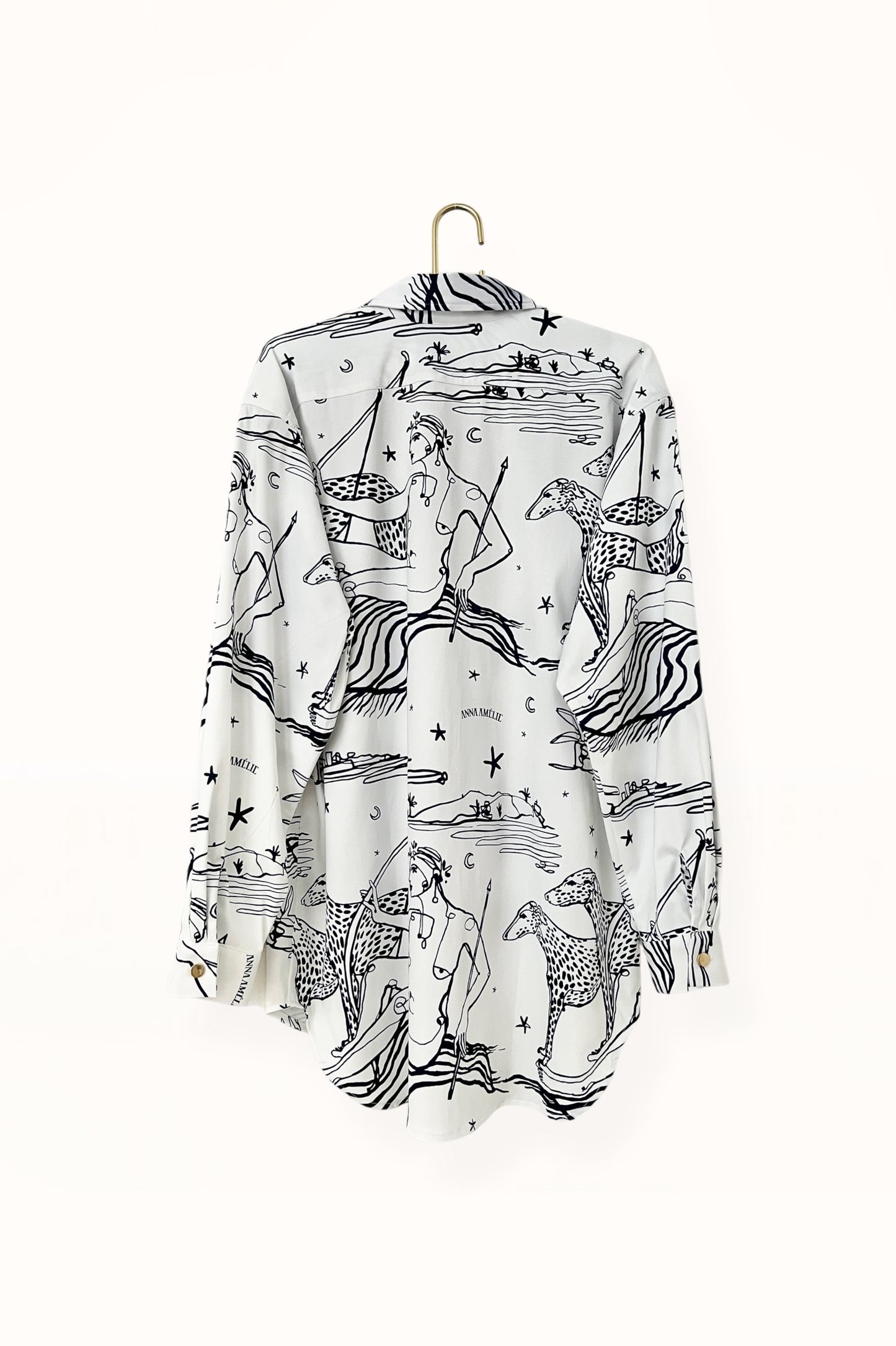 Special Pre-Order | BUTTON DOWN SHIRT | “ARTEMIS PRINT” - WHITE AND MIDNIGHT BLUE