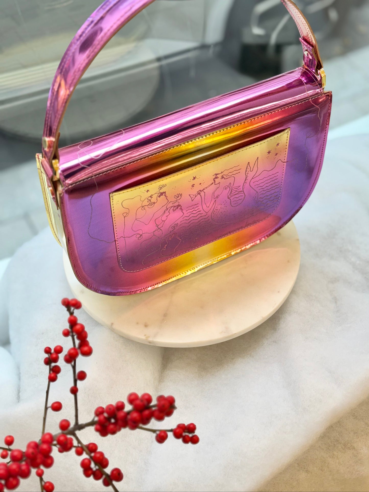AUDREY BAG - GRADIENT MIRROR LEATHER w. UNIQUE DRAWING