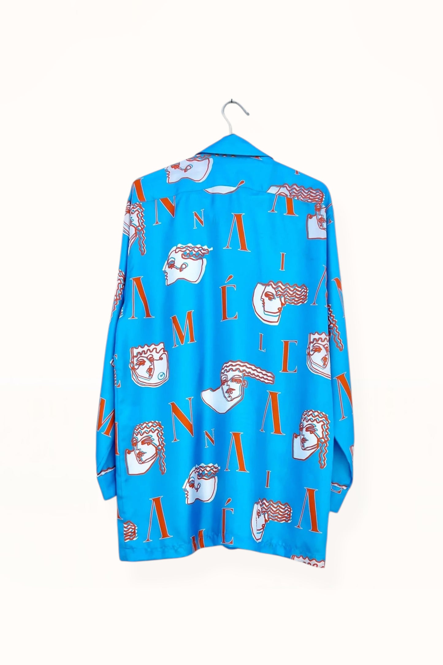 Special Pre-Order | BUTTON DOWN SHIRT | “HEADS LOGO PRINT” - BLUE & ORANGE