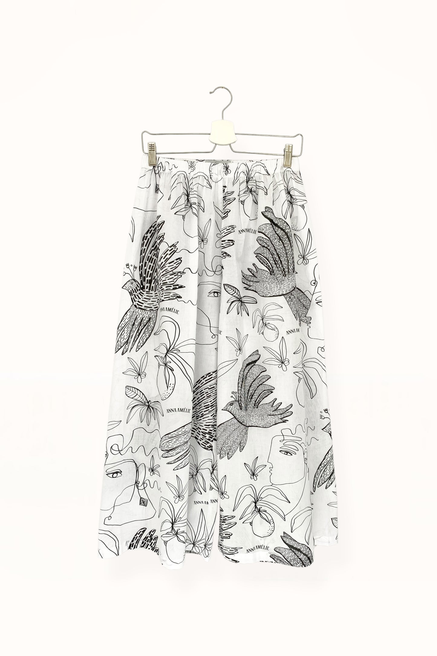 Special Pre-Order | ELASTICATED WAIST PANTS | “BIRDS PRINT” - BLACK & WHITE