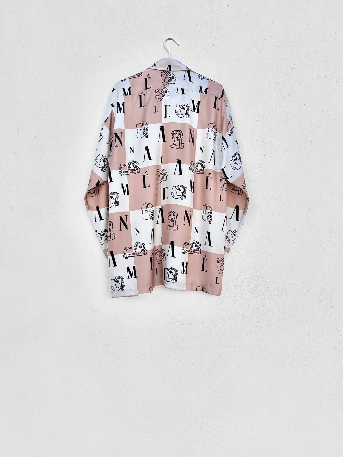 Sample Sale - PANORMOS SILK SHIRT - CHECK LOGO PRINT | BEIGE