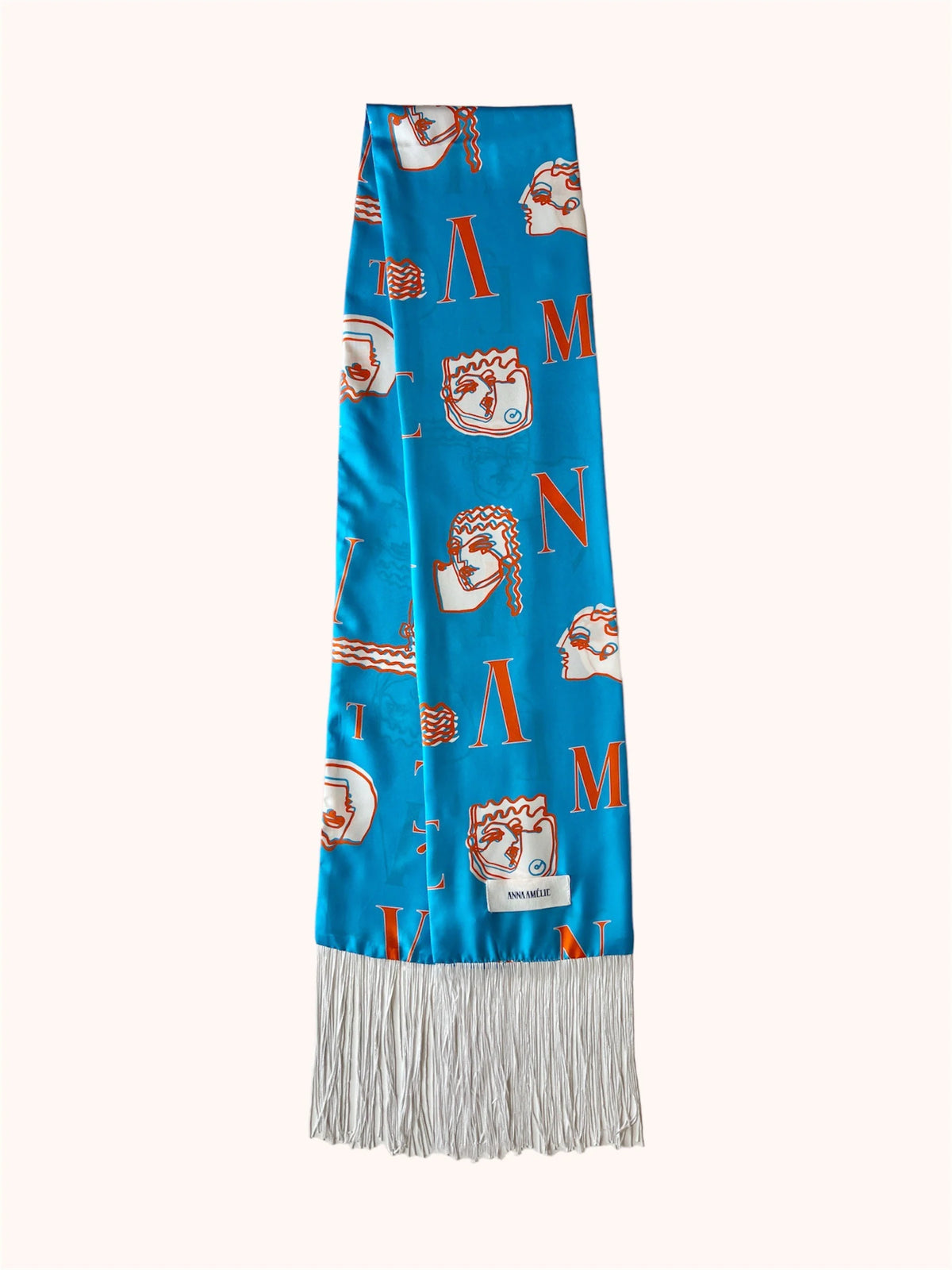 Sample Sale - OPERA SCARF - HEADS LOGO PRINT | BLUE & ORANGE