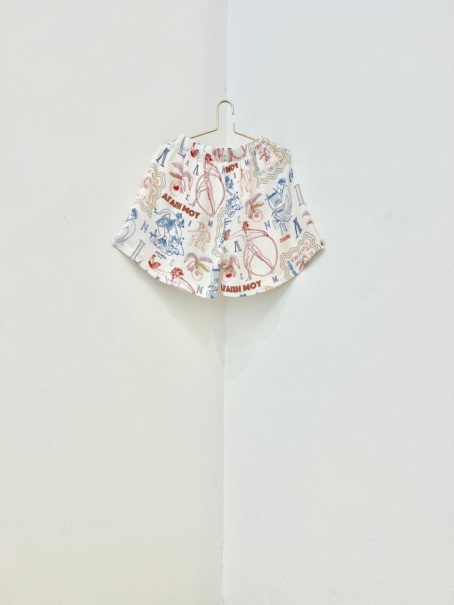 KIMOLOS GAUZE SHORTS - ÉROTAS MOTIF PRINT