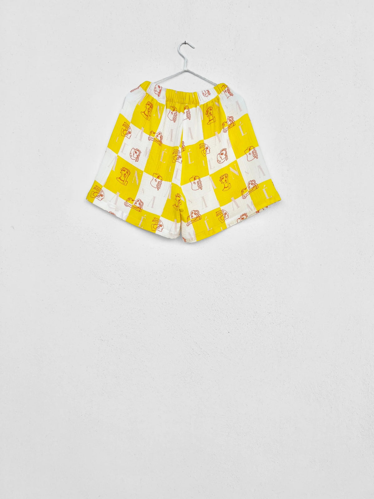 Sample Sale - KIMOLOS GAUZE SHORTS - CHECK LOGO PRINT | YELLOW