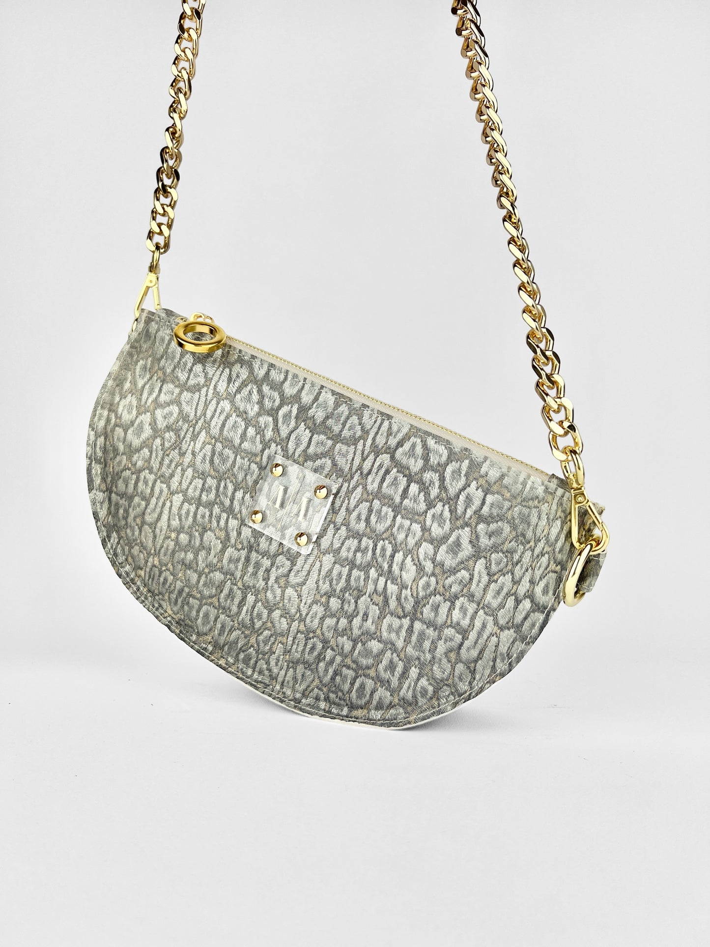 SOPHIE “L” BELTBAG | GREY METALLIC CHEETAH EMBOSSED LEATHER