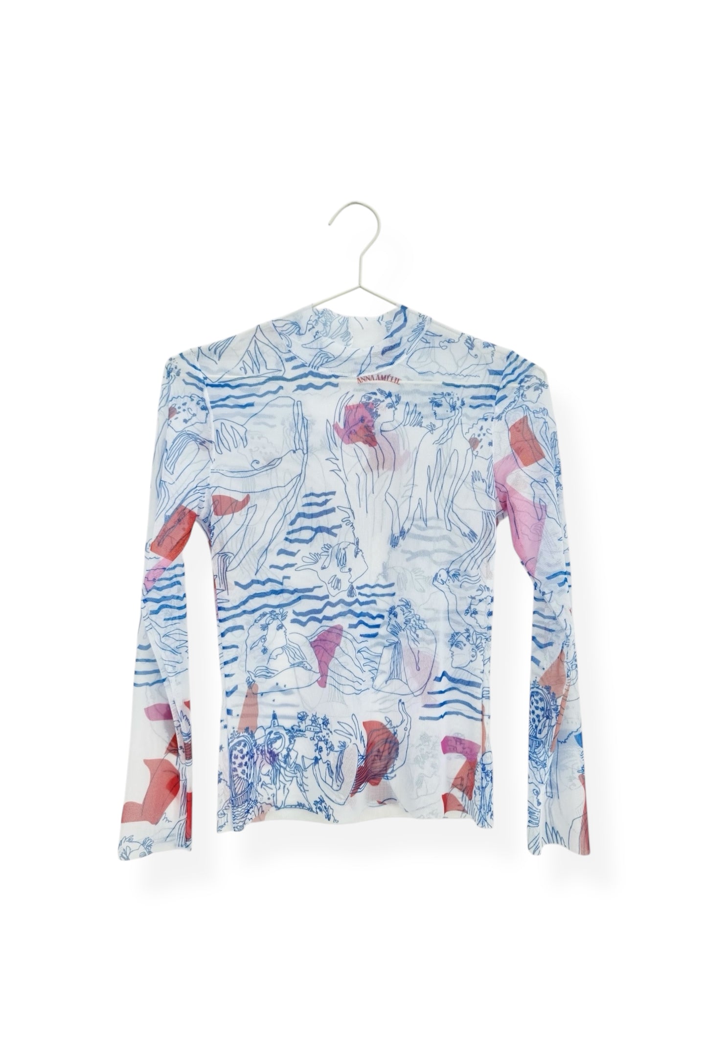 TATTOO MESH TOP - “AEGEAN SEA” PRINT | WHITE