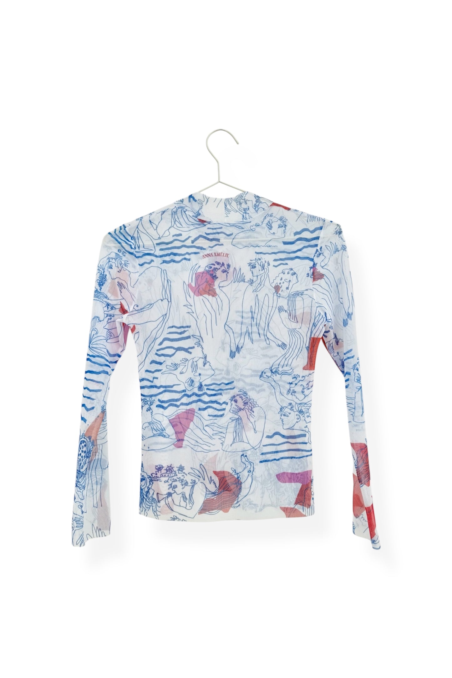 TATTOO MESH TOP - “AEGEAN SEA” PRINT | WHITE