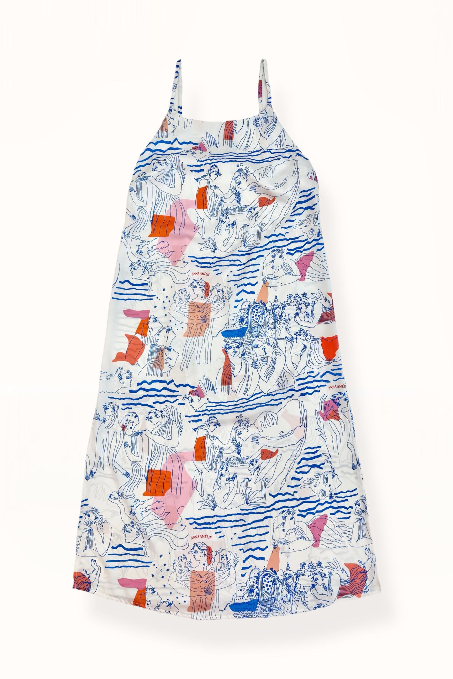 DEMITRA DRESS - “AEGEAN SEA” PRINT | WHITE