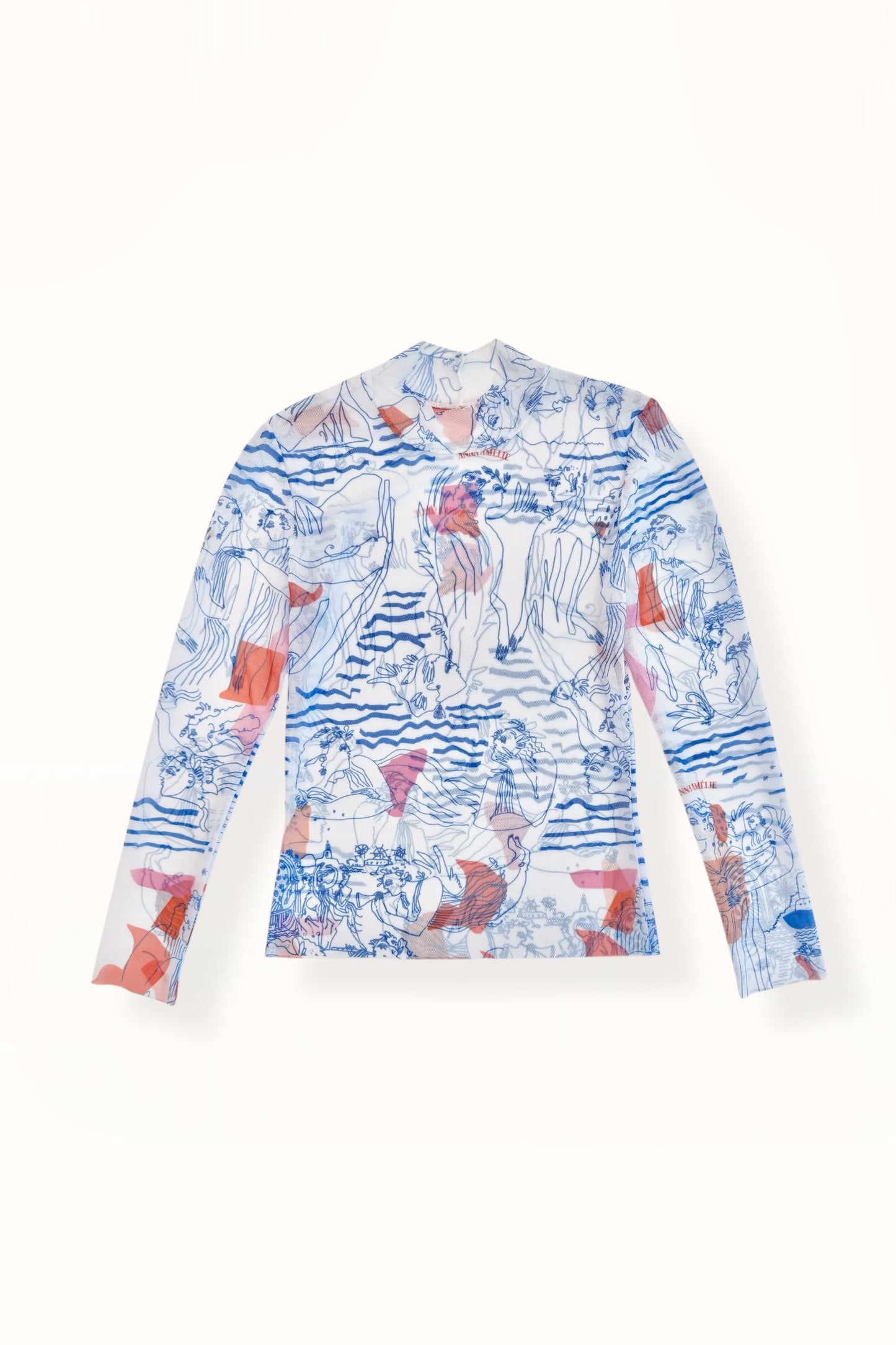 TATTOO MESH TOP - “AEGEAN SEA” PRINT | WHITE