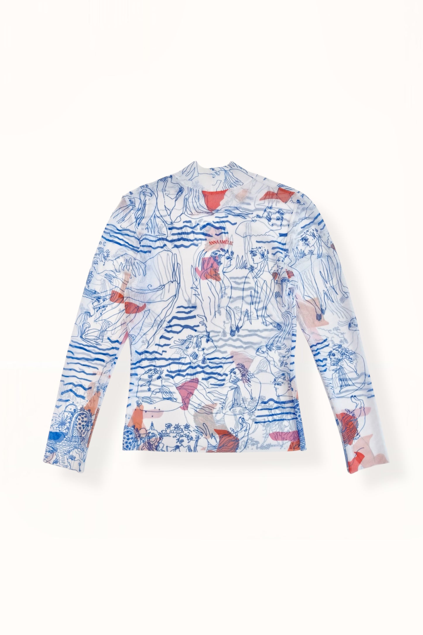 TATTOO MESH TOP - “AEGEAN SEA” PRINT | WHITE