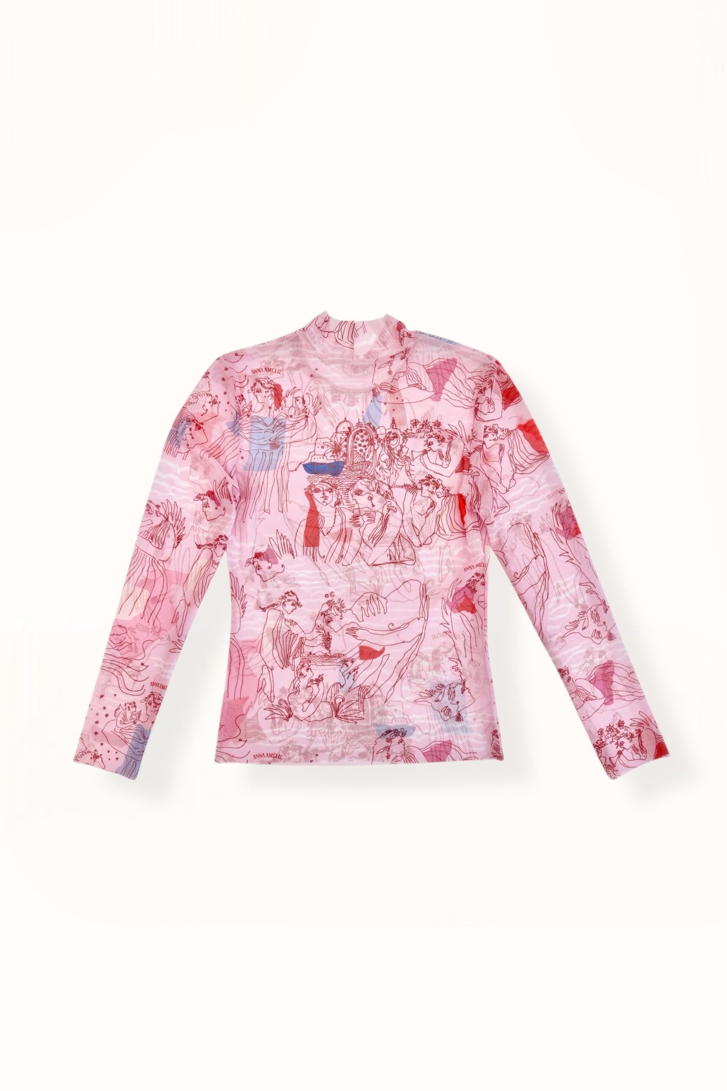 TATTOO MESH TOP - “AEGEAN SEA” PRINT | PINK