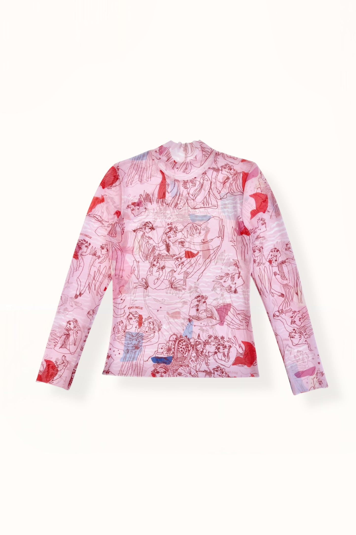 TATTOO MESH TOP - “AEGEAN SEA” PRINT | PINK