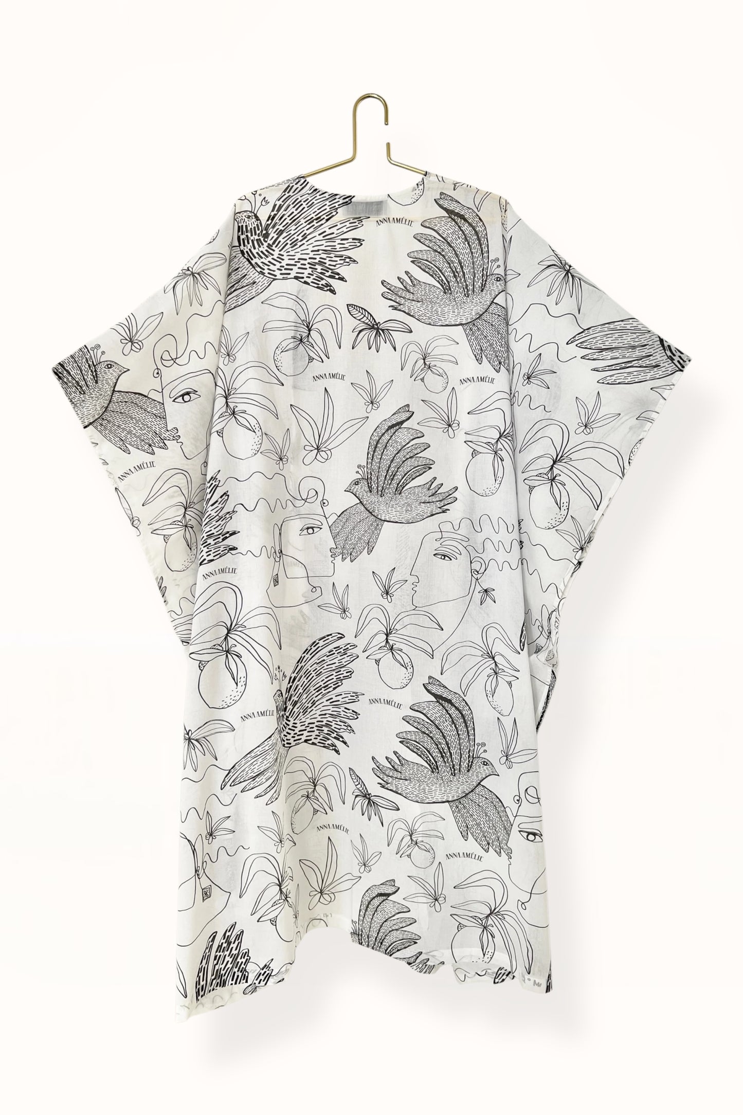 Special Pre-Order | CAFTAN | BIRDS PRINT - BLACK & WHITE