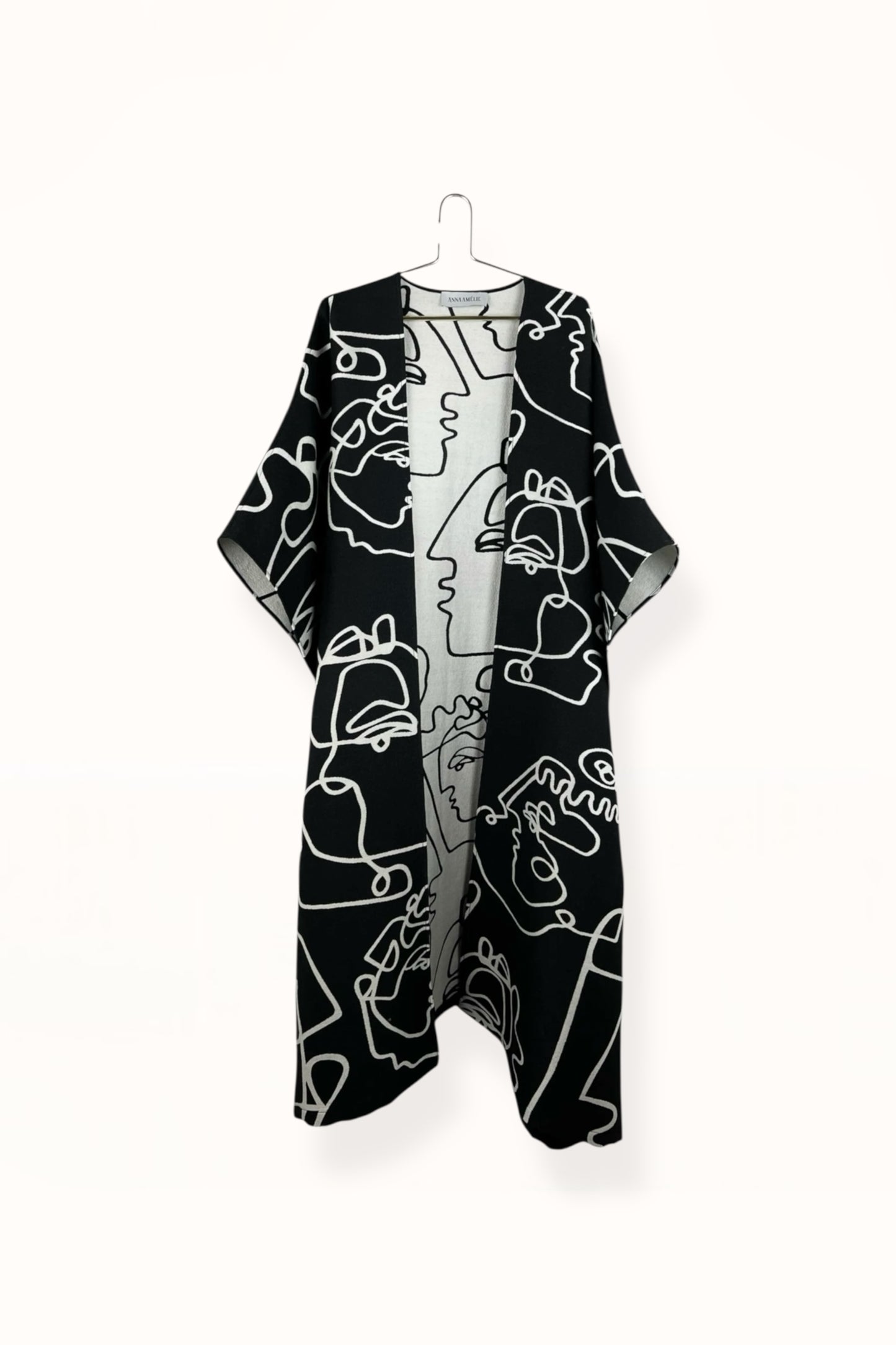 GIONA WOOL CAFTAN - BLACK & WHITE JACQUARD