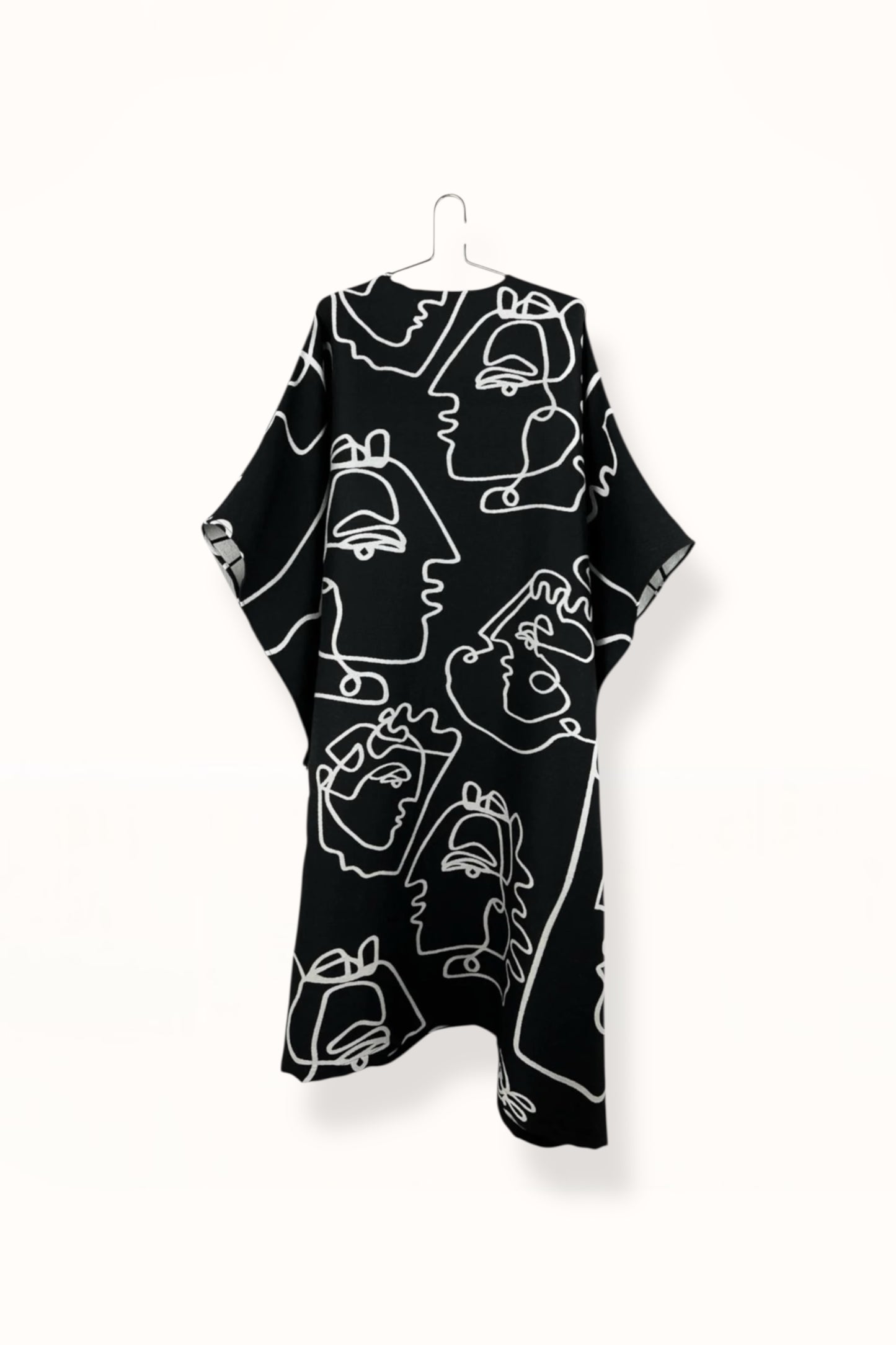 GIONA WOOL CAFTAN - BLACK & WHITE JACQUARD