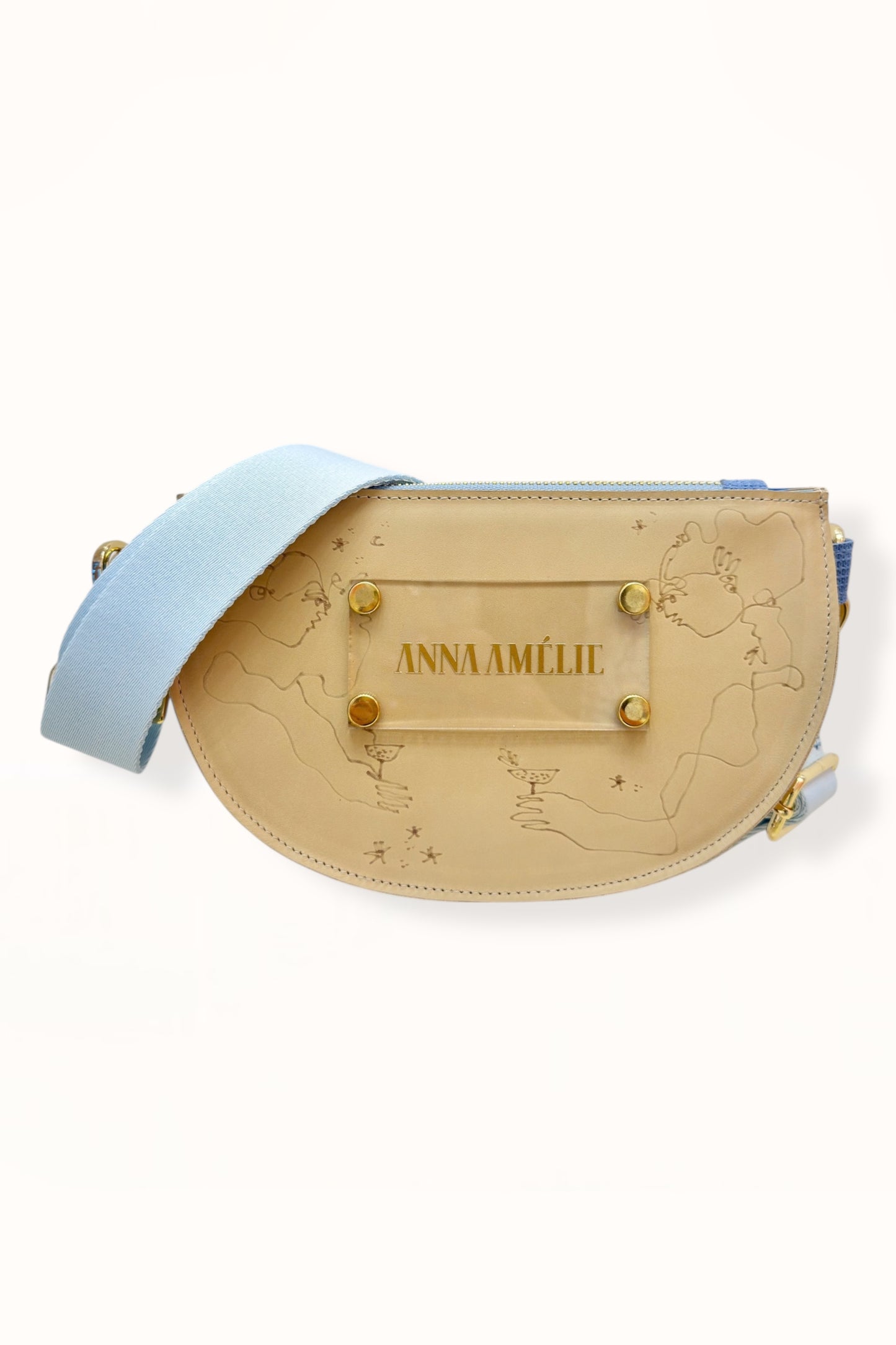 SOPHIE BELTBAG - BEIGE w. UNIQUE DRAWING | BLUE STRAP