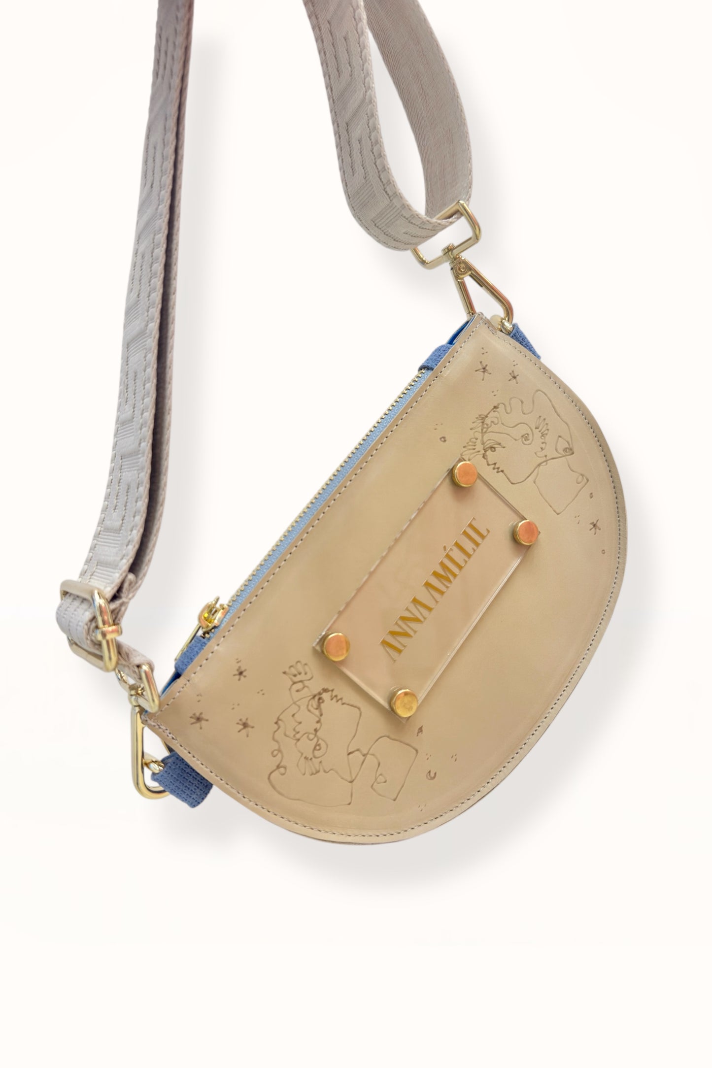 SOPHIE BELTBAG - BEIGE w. UNIQUE DRAWING | BEIGE STRAP