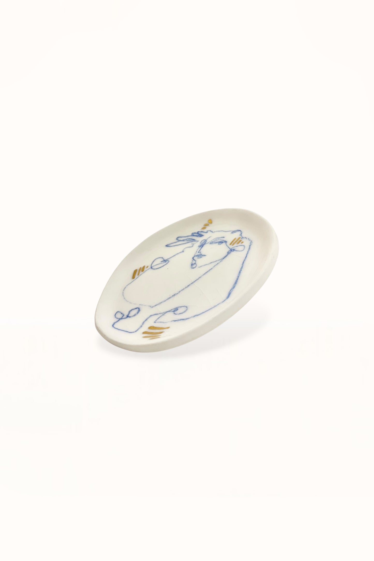 SMALL CERAMIC PLATE | BLUE & GOLD - No. 1
