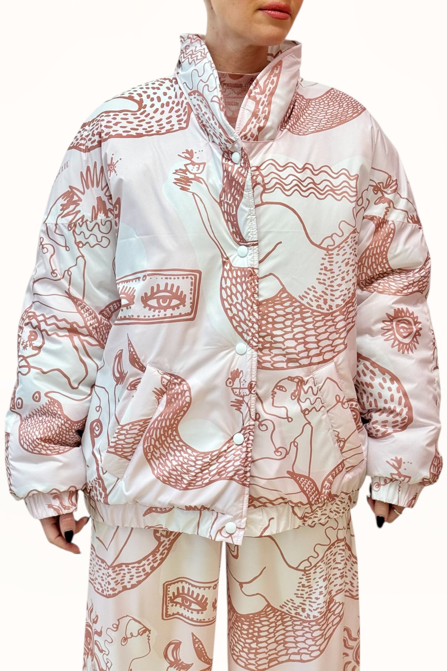 AMELIOU 2.0 PUFFER JACKET - "MERMAID PRINT" | SOFT PINK
