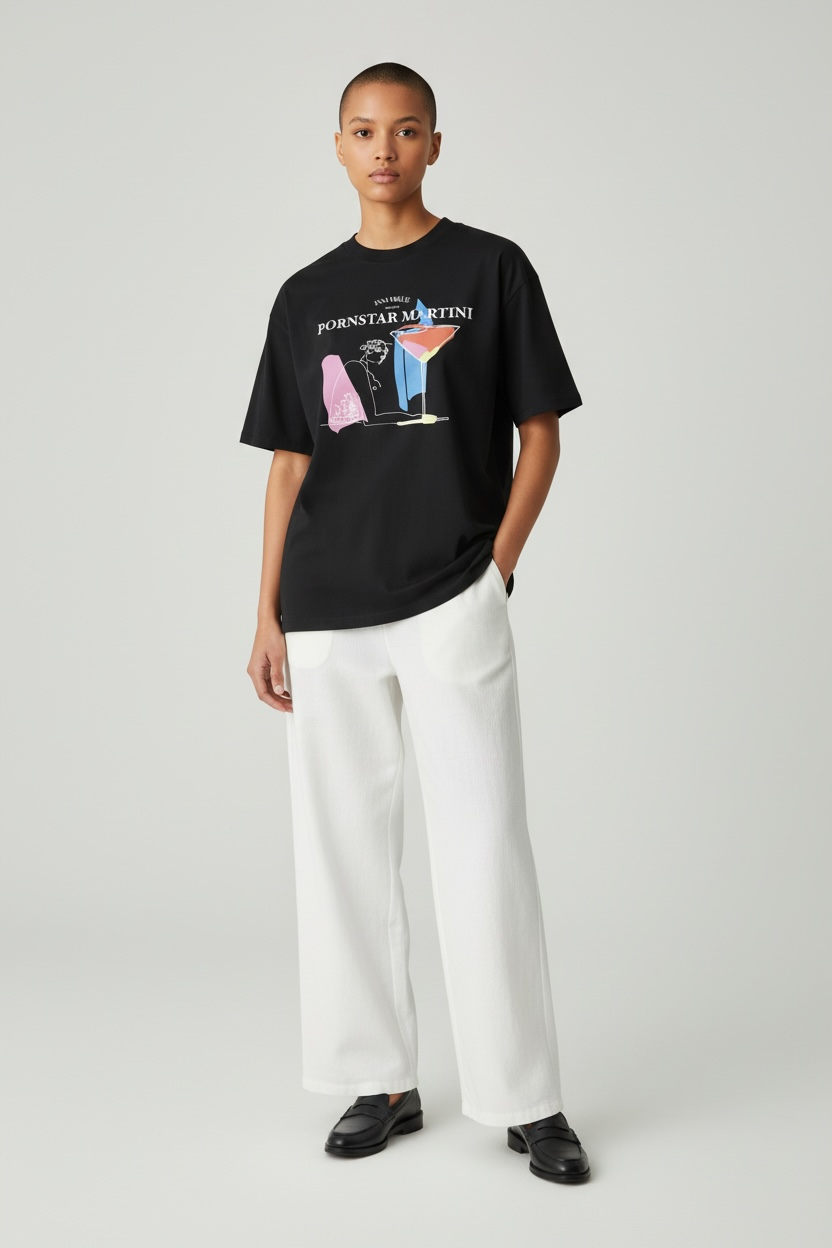 “PORNSTAR MARTINI” OVERSIZED T-SHIRT | BLACK