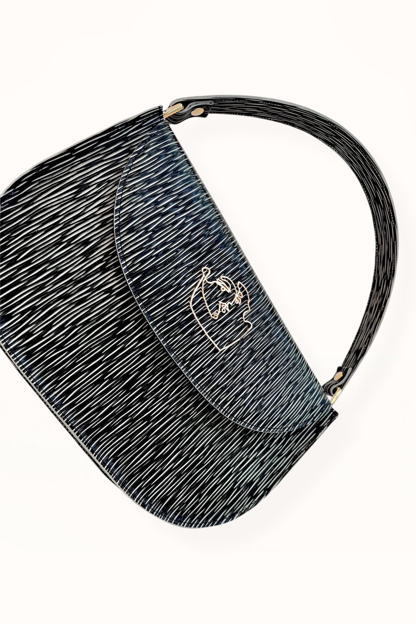 AUDREY BAG - BLACK & WHITE WOOD GRAIN LEATHER