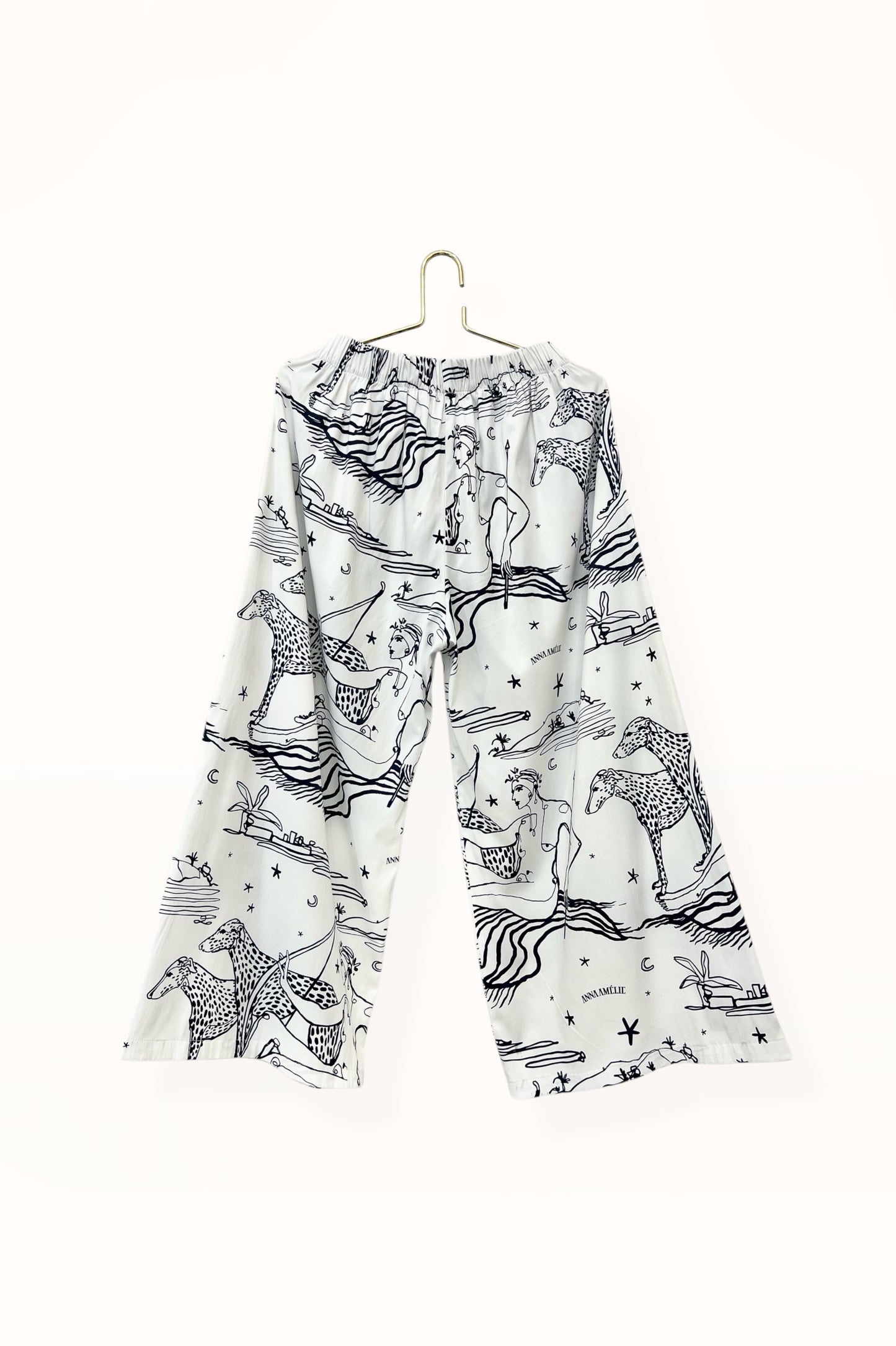 Special Pre-Order | ELASTICATED WAIST PANTS | “ARTEMIS PRINT” - WHITE AND MIDNIGHT BLUE