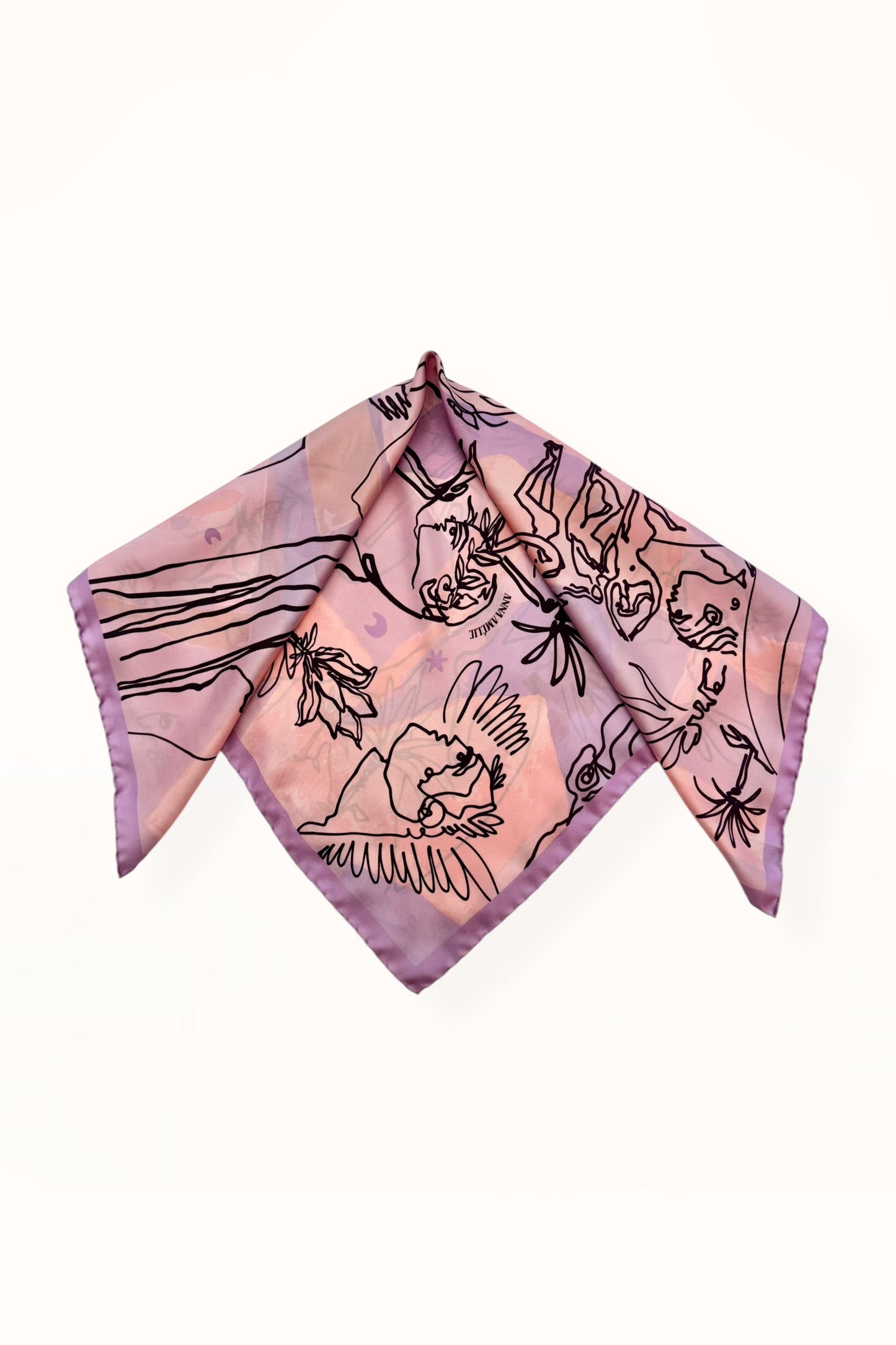 SILK SQUARE SCARF - “EDEN PRINT” | LILAC