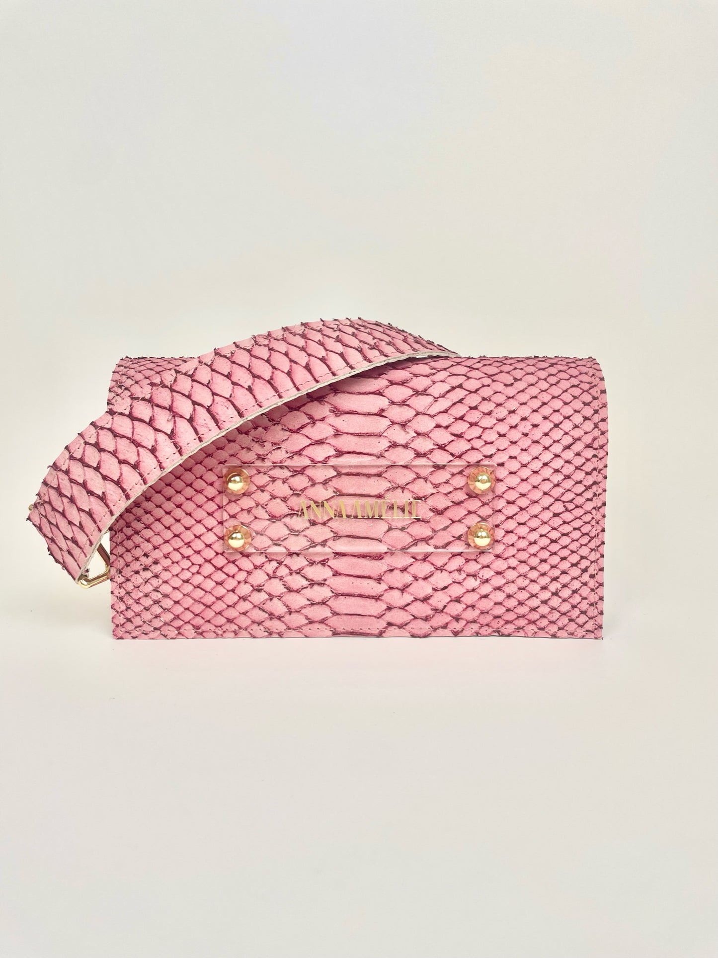 SARAH BAG | PINK SNAKE EMBOSSED