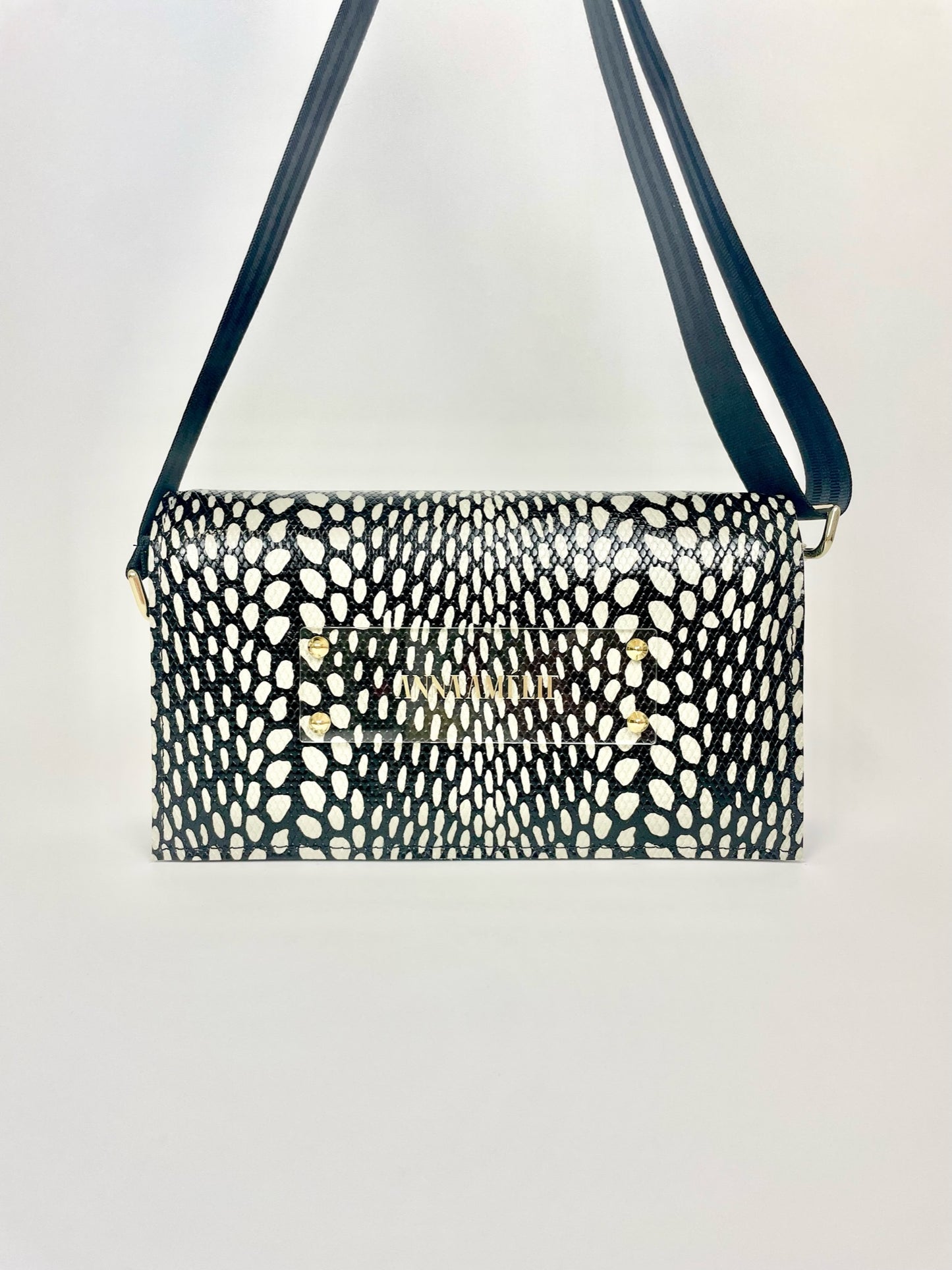 SARAH BAG | BLACK & BEIGE EMBOSSED