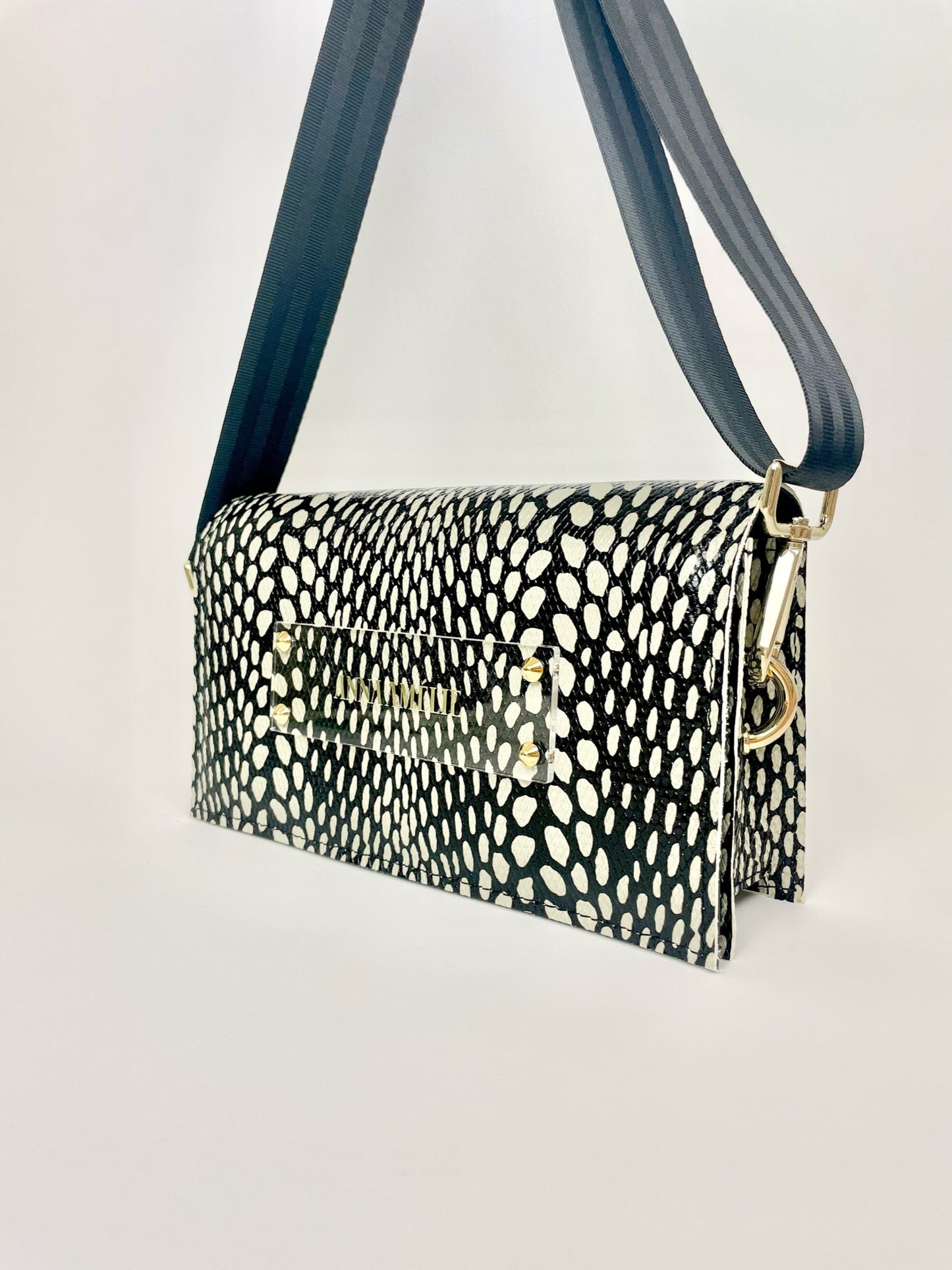 SARAH BAG | BLACK & BEIGE EMBOSSED
