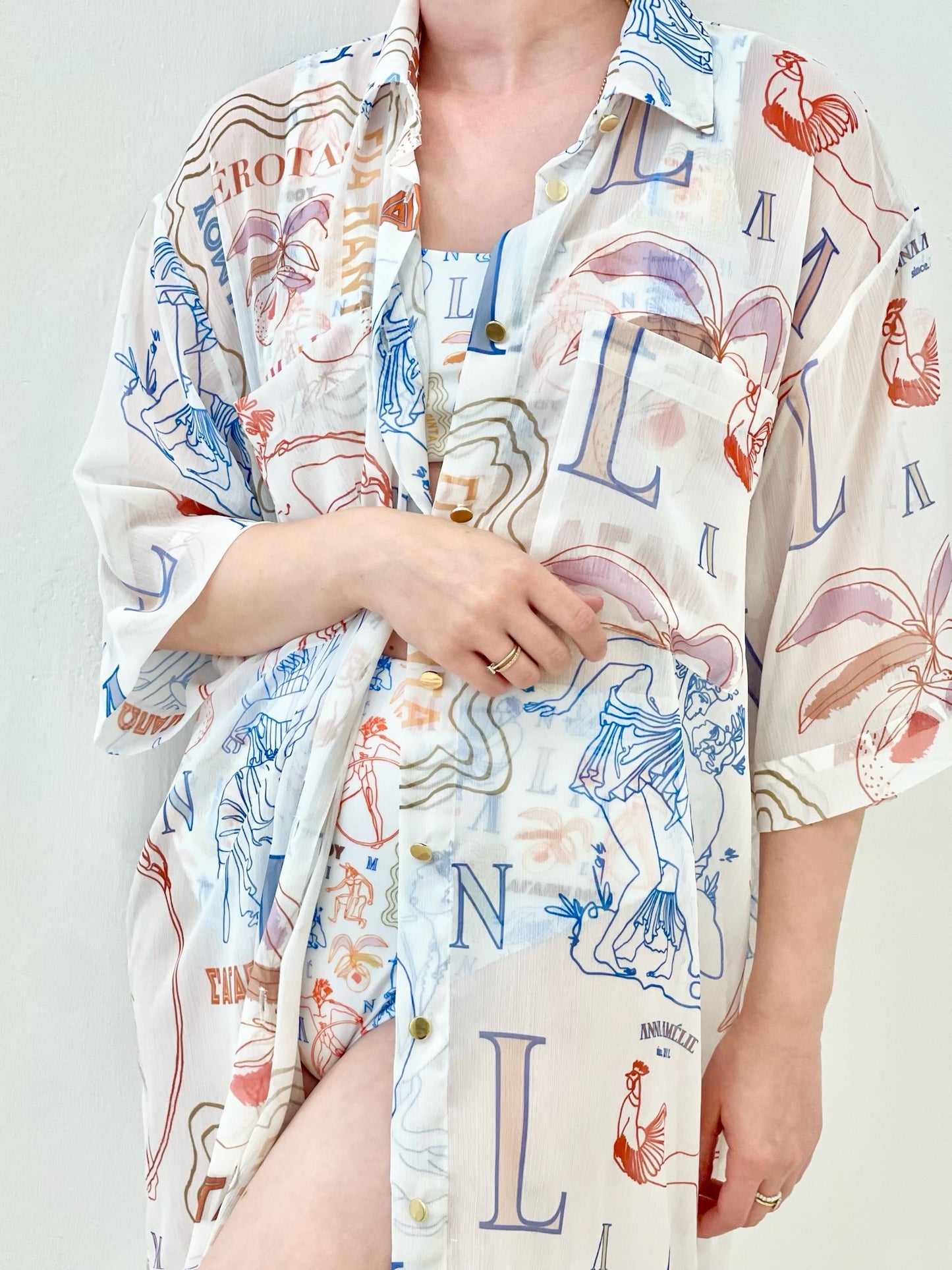PETINAROS SHIRT DRESS - EROTAS MOTIF PRINT