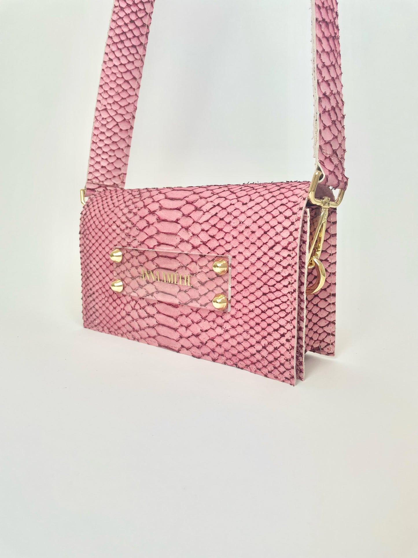 SARAH BAG | PINK SNAKE EMBOSSED