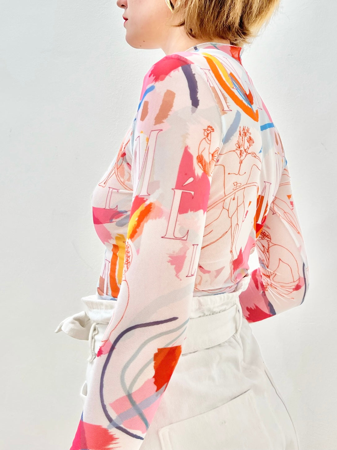 TATTOO MESH TOP | ÉROTAS BRUSHSROKE PRINT