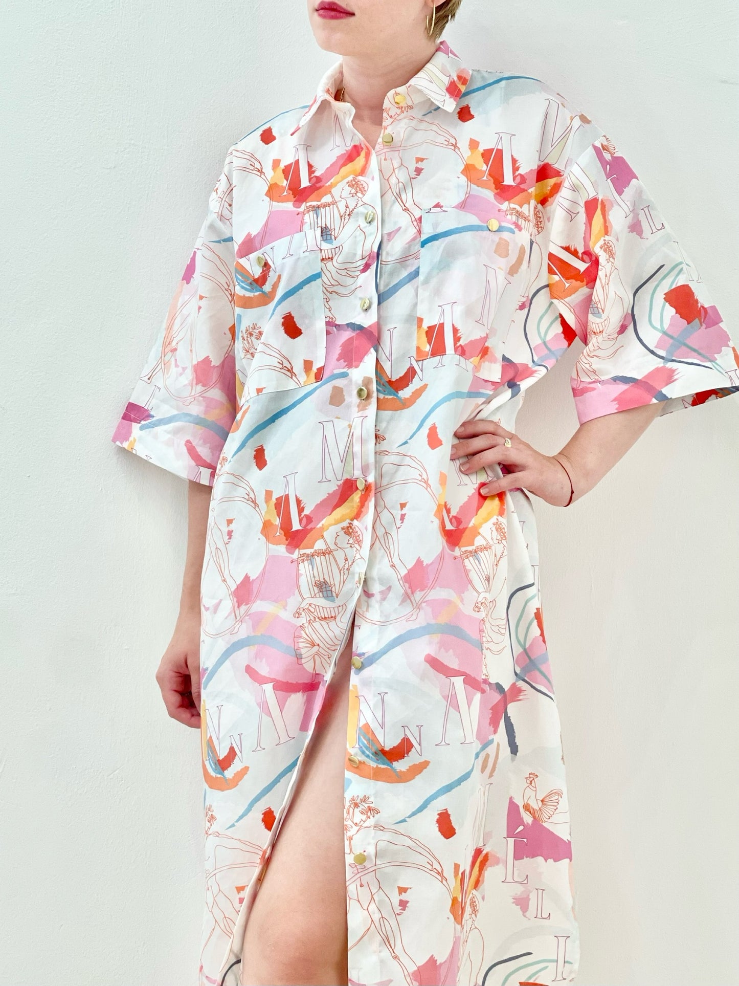 PETINAROS SHIRT DRESS - EROTAS BRUSHSTROKE PRINT