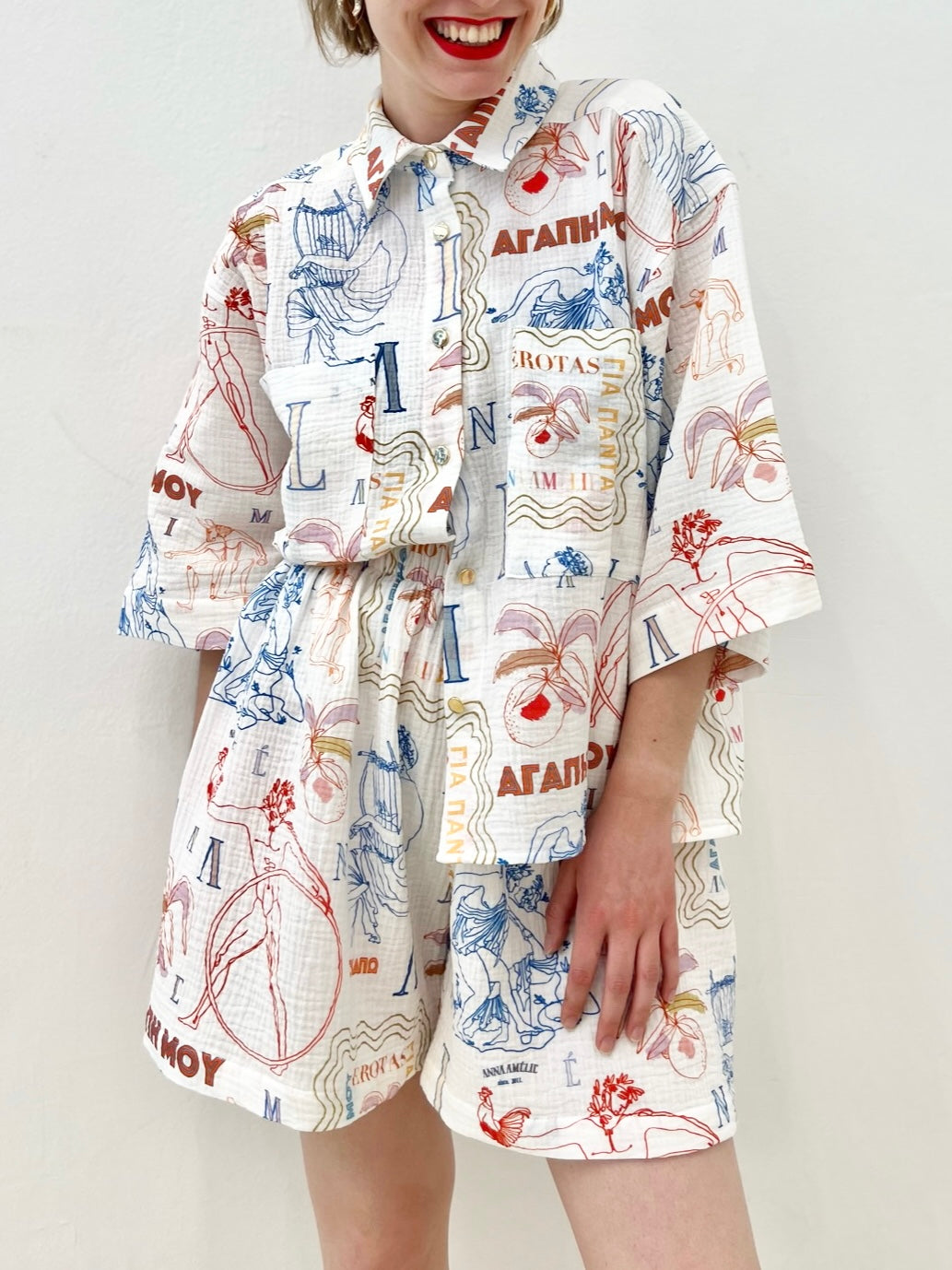 YDROUSA GAUZE SHIRT - ÉROTAS MOTIF PRINT
