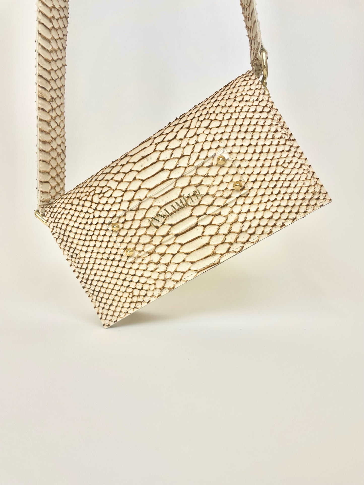 SARAH BAG | BEIGE SNAKE EMBOSSED