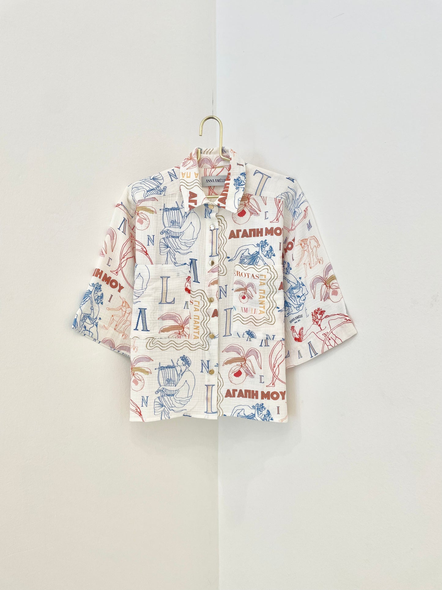 YDROUSA GAUZE SHIRT - ÉROTAS MOTIF PRINT